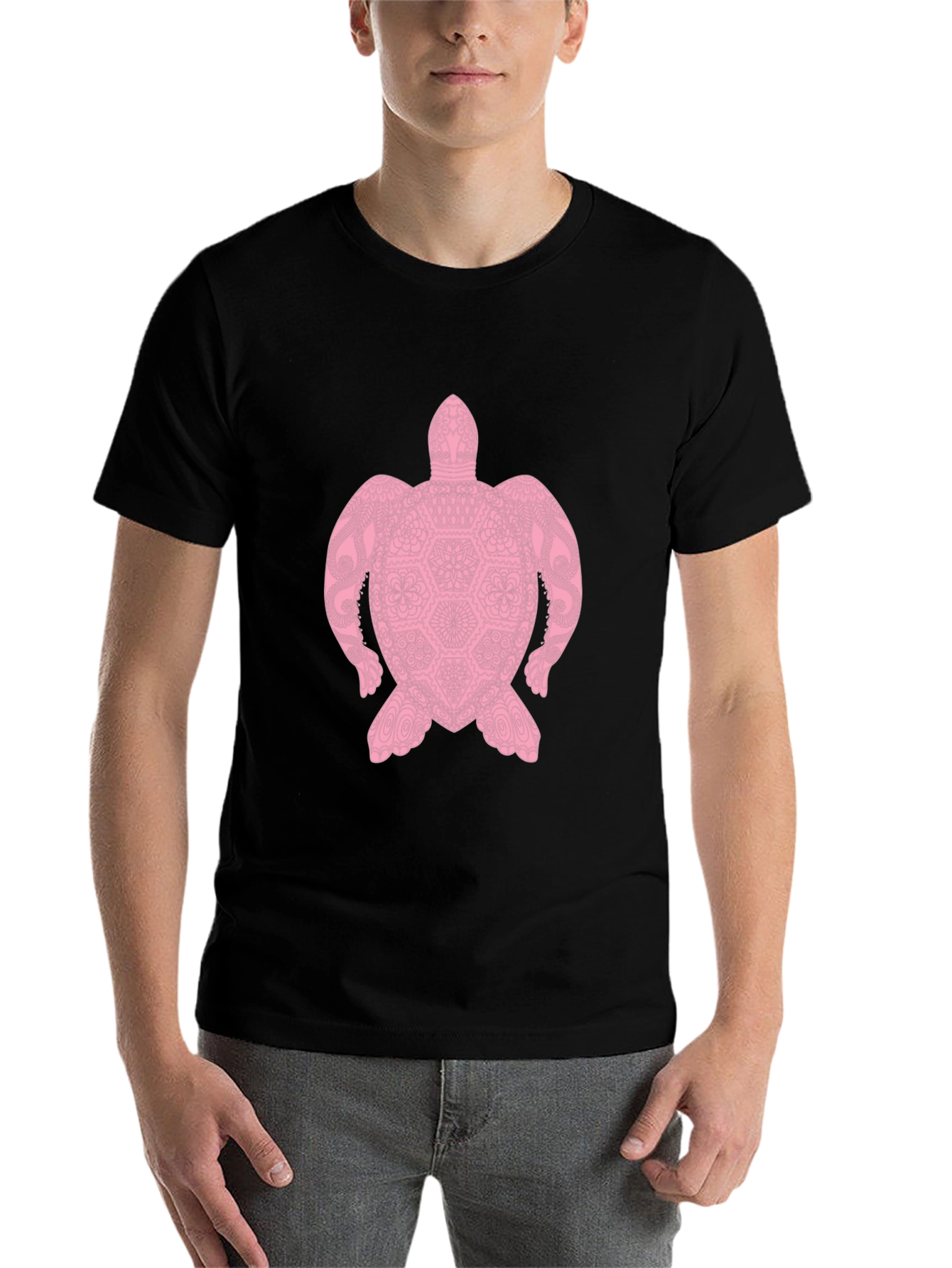 Black Turtle Mandala Graphic Black T-Shirt view 7