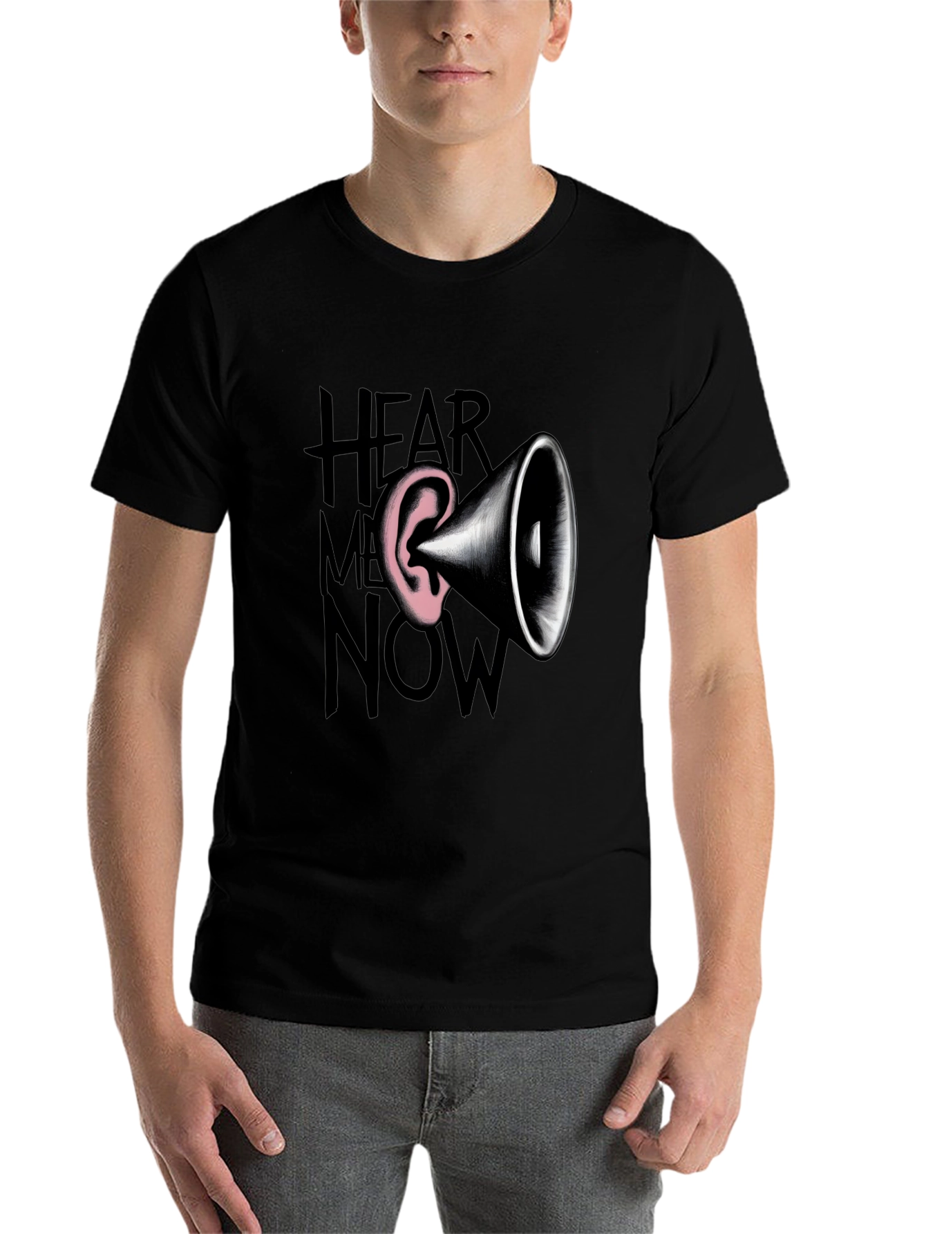 Black Hear Me Now Graphic Tee - Bold Statement Shirt view 7
