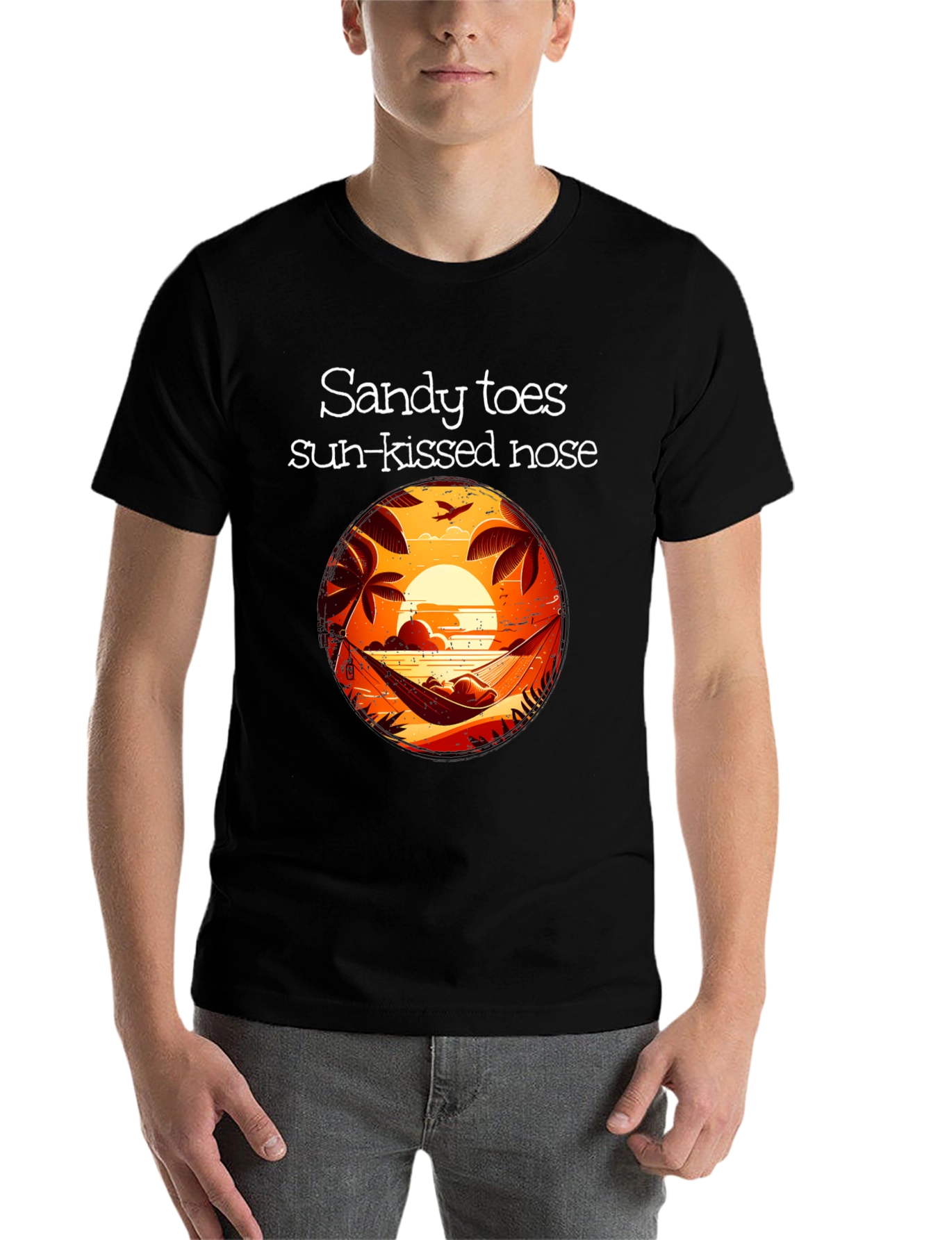Black Sandy Toes Sun Kissed Nose Black Graphic T-Shirt view 7