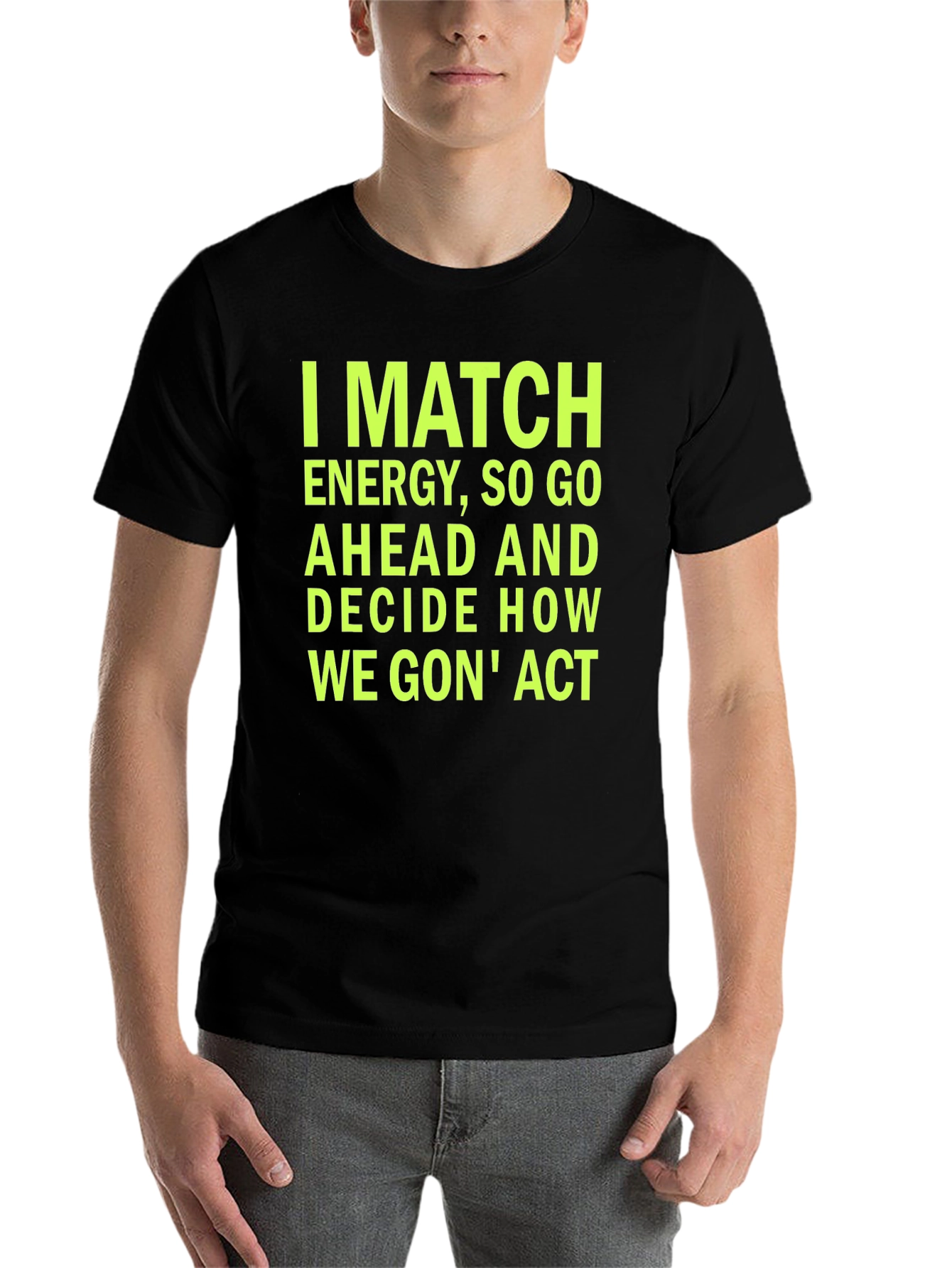 Black I MATCH ENERGY Graphic Tee - Black Cotton Blend T-Shirt view 7
