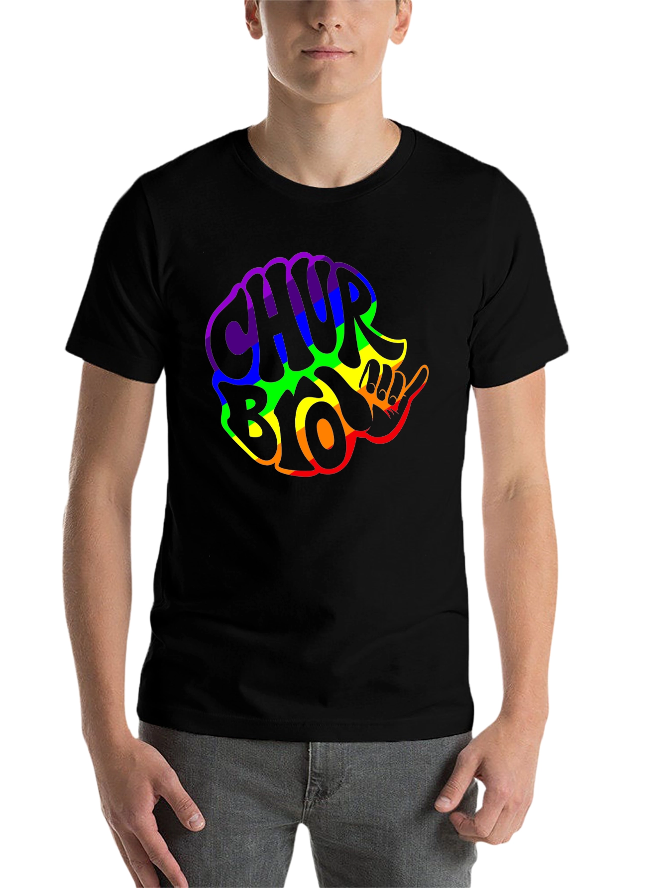 Black Rainbow Chub Bro T-Shirt - Black view 7