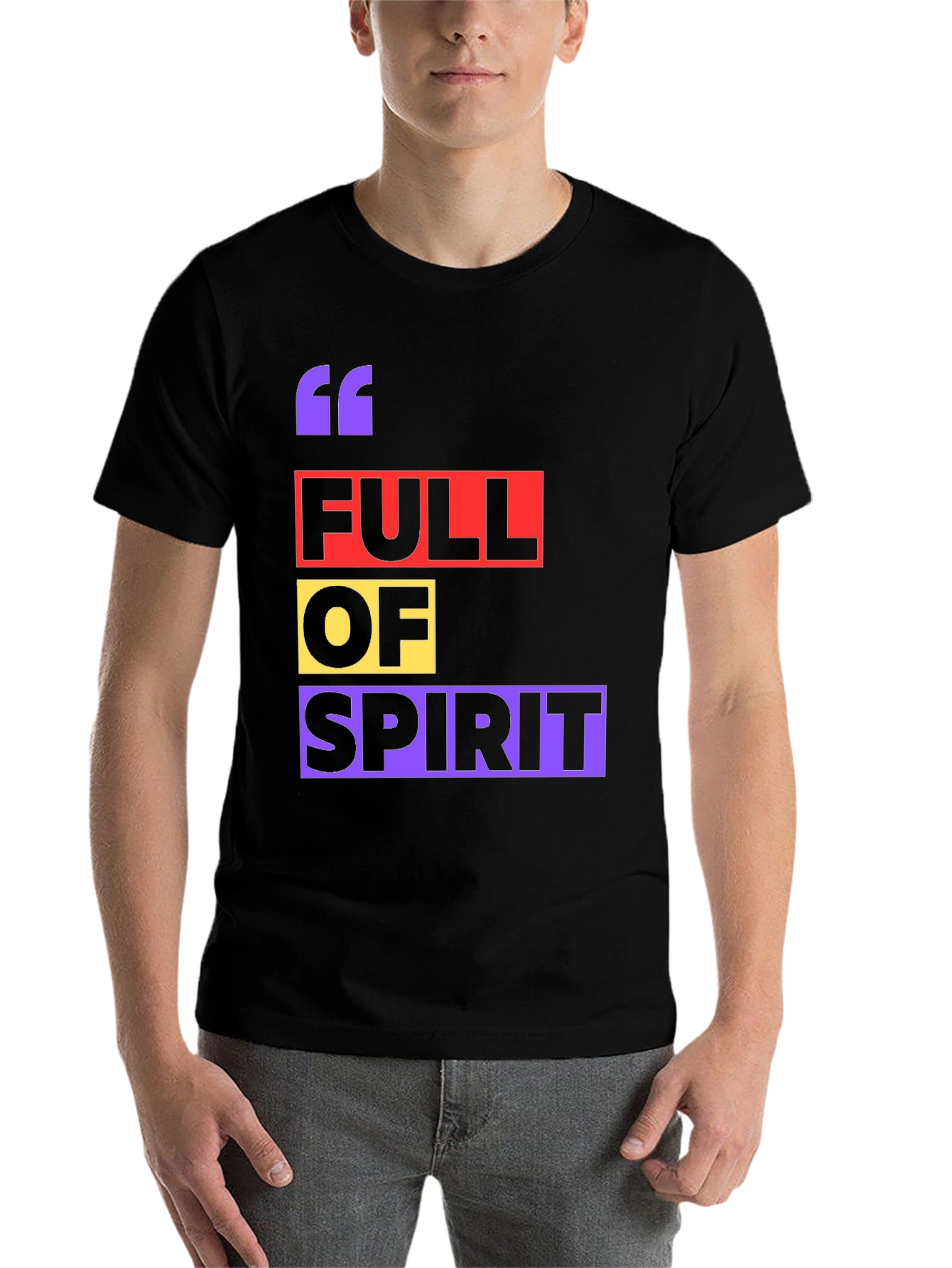 Black Full of Spirit Graphic T-Shirt - Trendy Casual Wear view 7