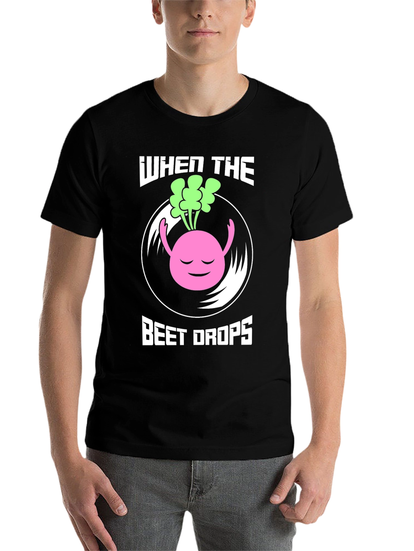 Black When the Beet Drops Funny Music T-Shirt view 7
