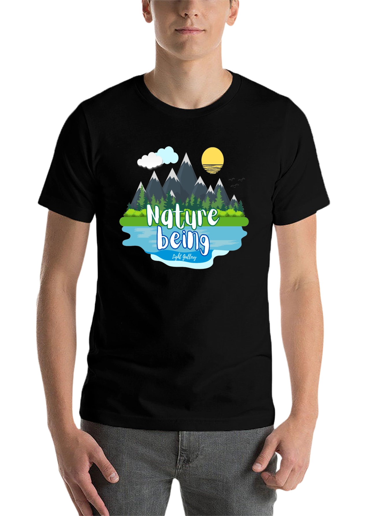 Black Nature Being Graphic T-Shirt view 7