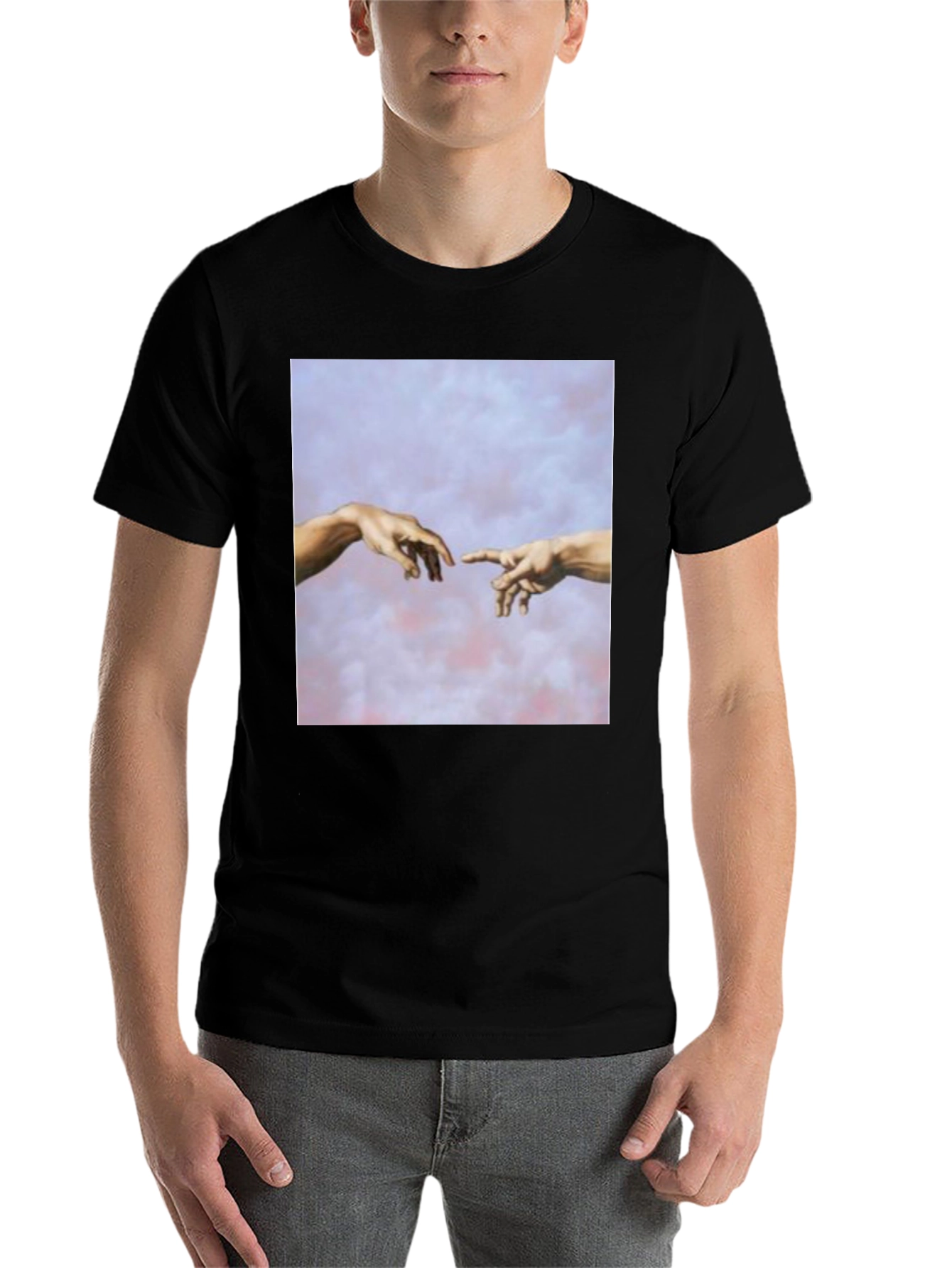 Black Creation of Adam Graphic Tee - Black view 7