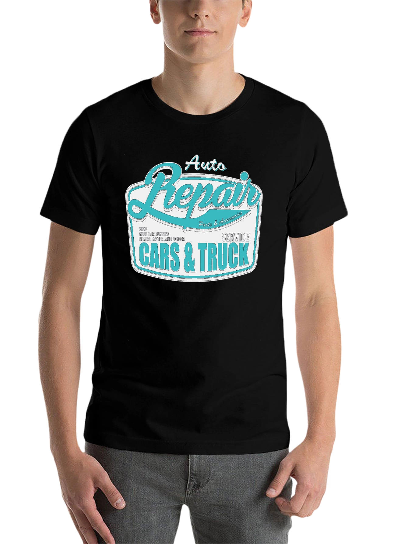 Black Auto Repair Cars & Truck Graphic T-Shirt view 7