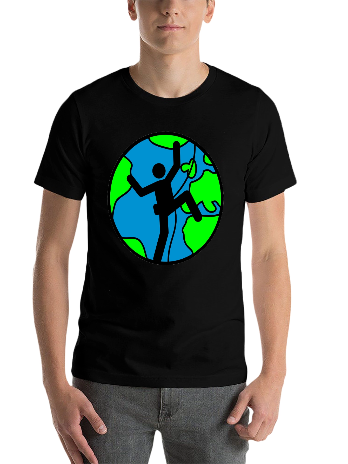 Black Climbing Earth Graphic Black T-Shirt view 7