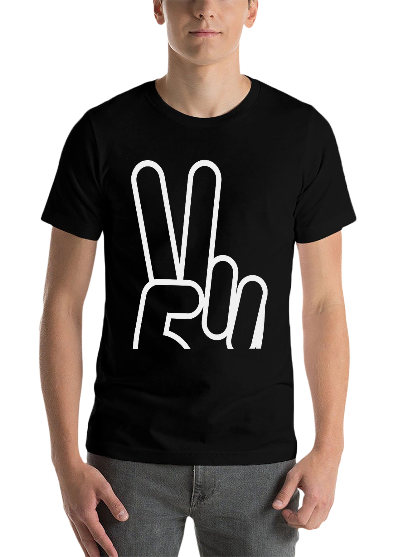 Black Peace Sign Graphic Tee - Classic Black T-Shirt view 7