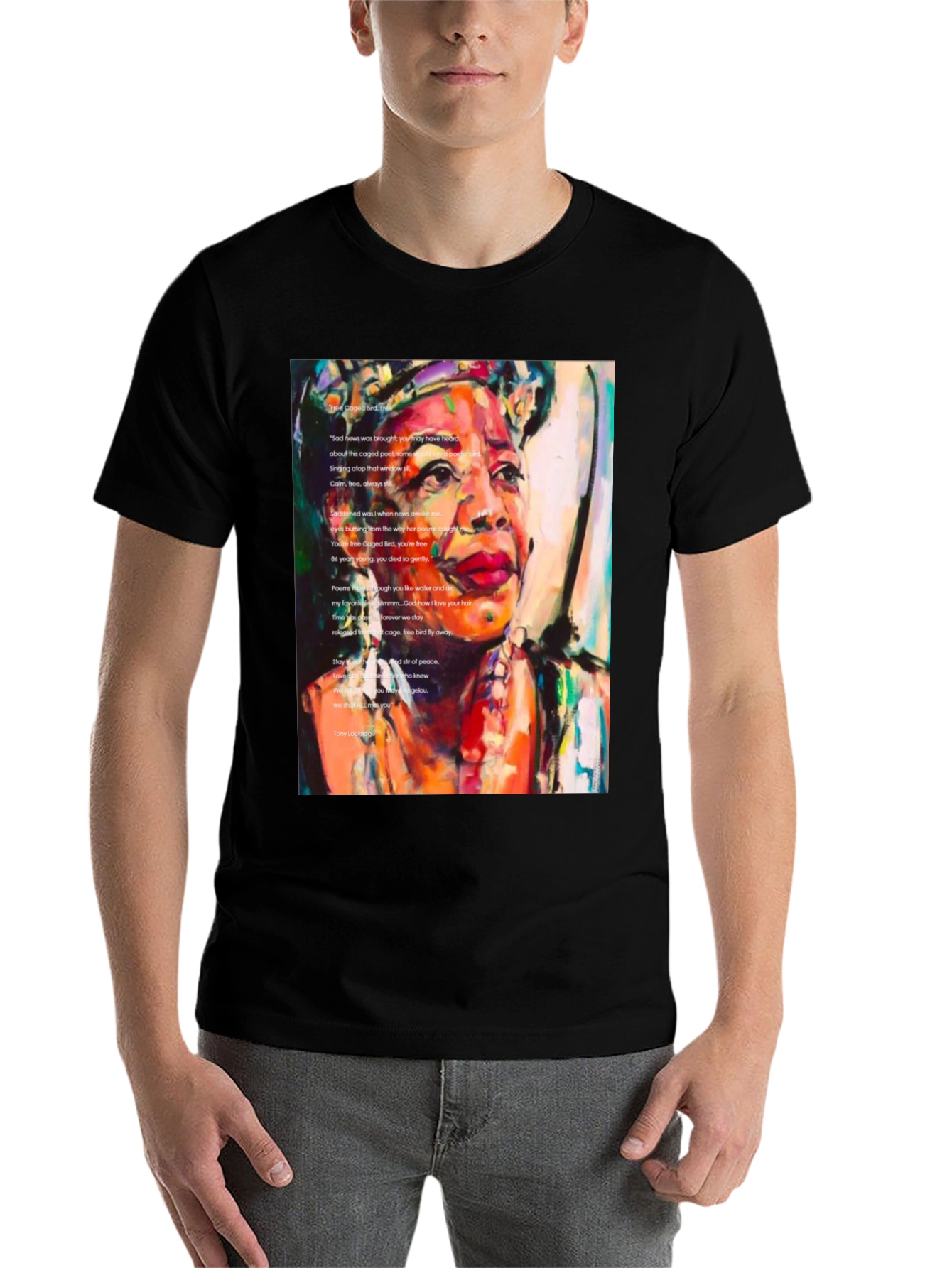 Black Maya Angelou Graphic Tee - Poetic Tribute Shirt view 7