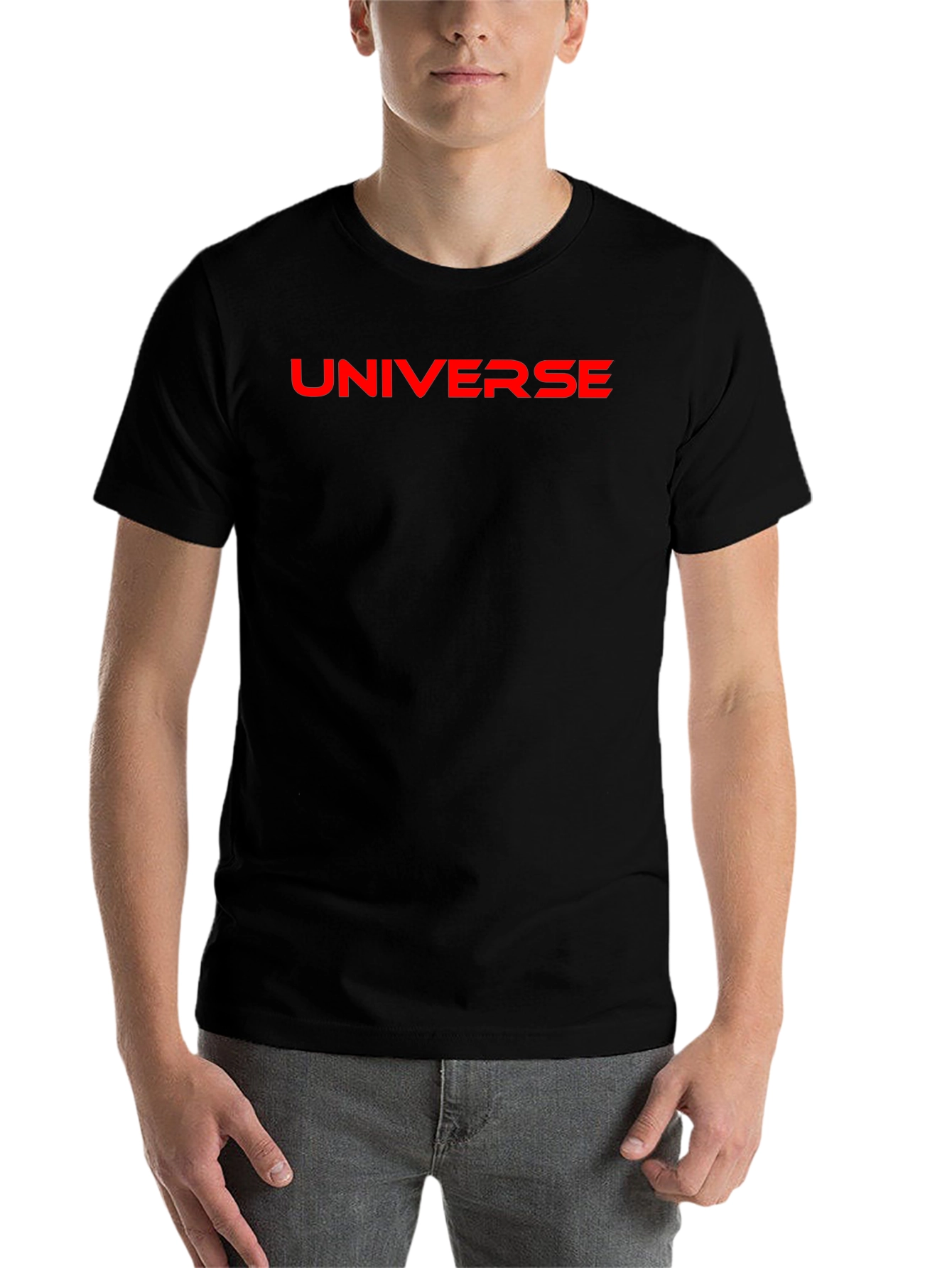 Universe Graphic T-Shirt - Bold Red Print on Black - 7