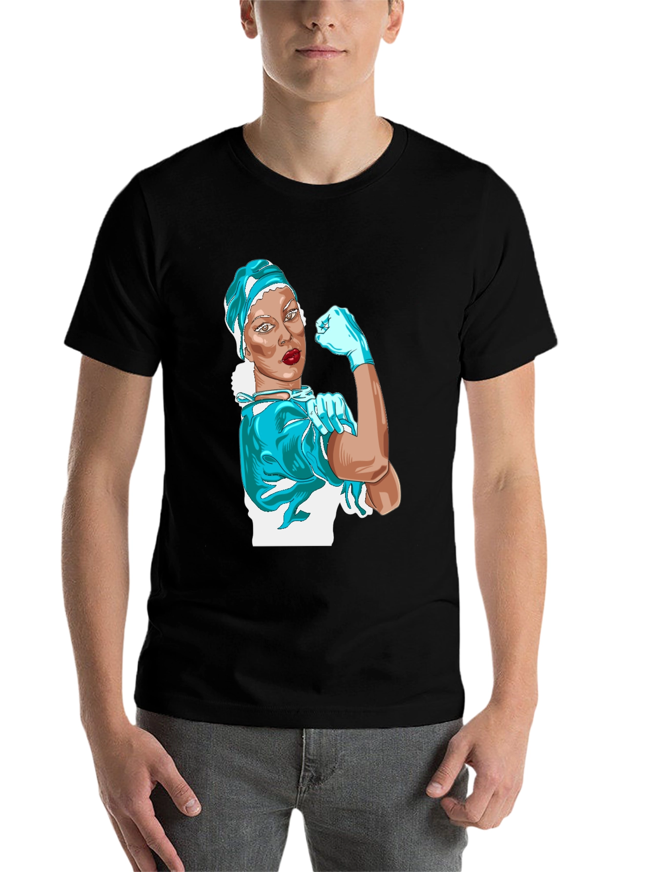 Black Feminist Doctor T-Shirt -  'We Can Do It' Design view 7