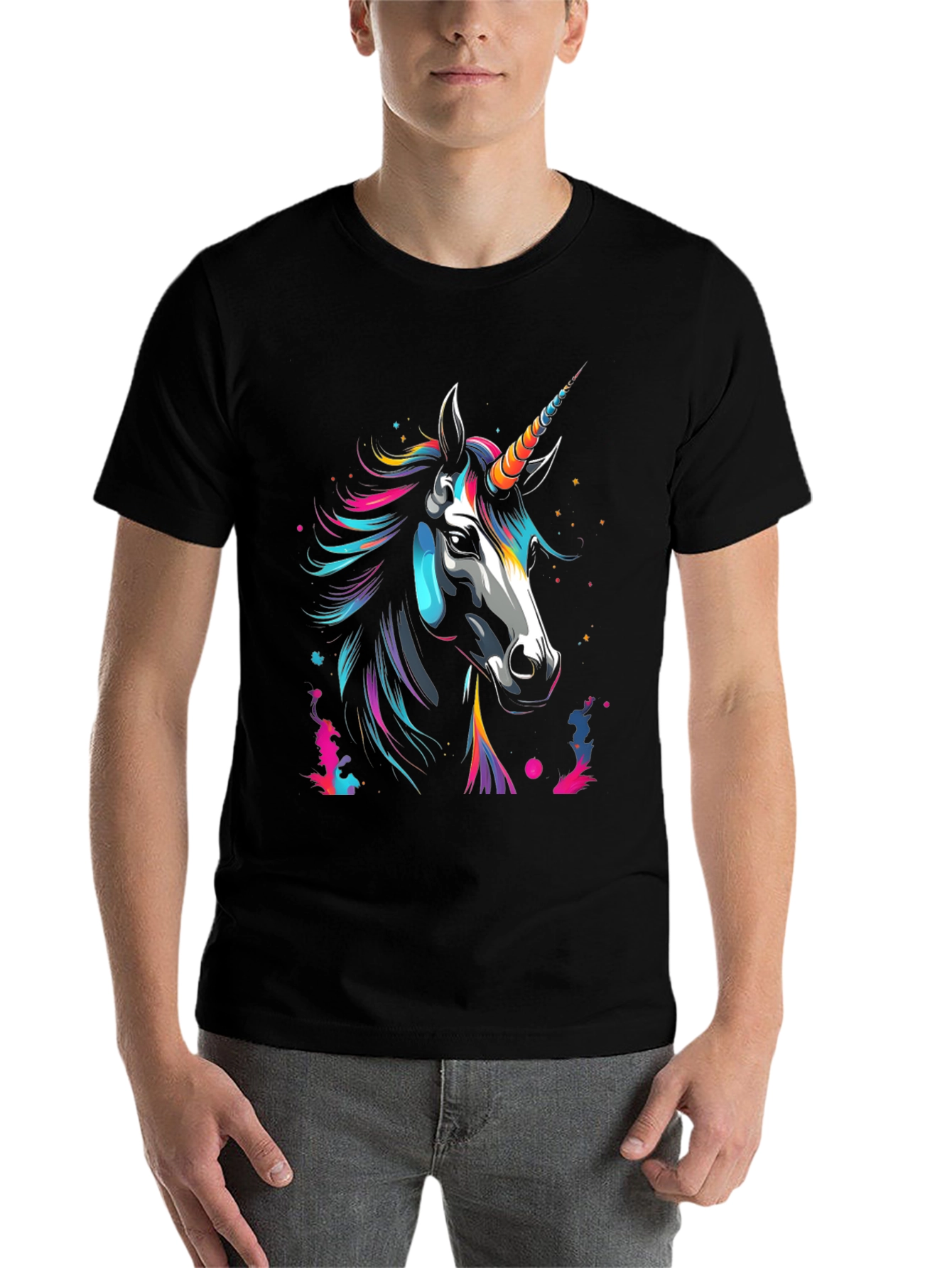 Black Unicorn Graphic Tee - Men's Black T-Shirt view 7