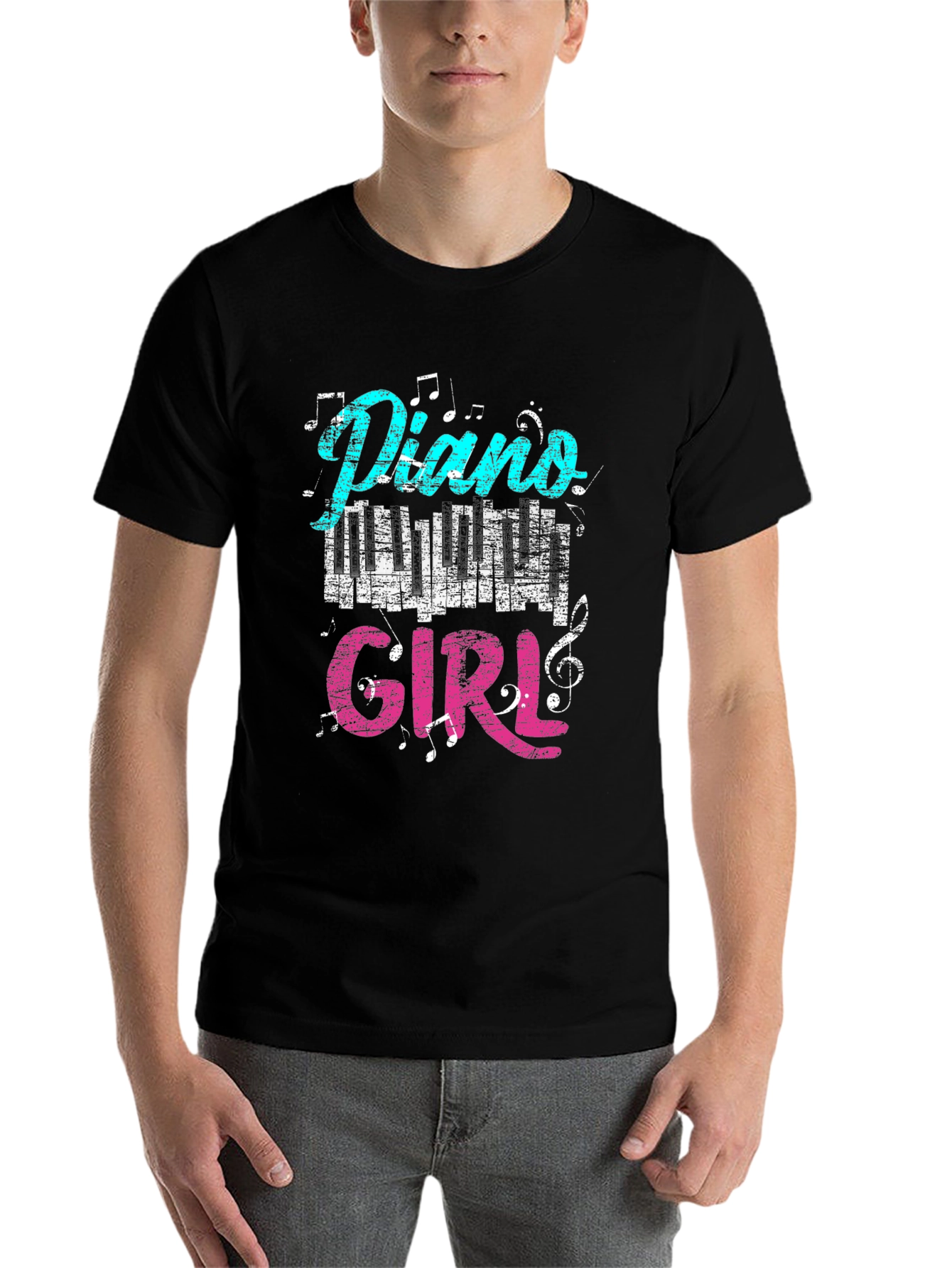 Black Piano Girl T-Shirt - Music Lover Tee view 7