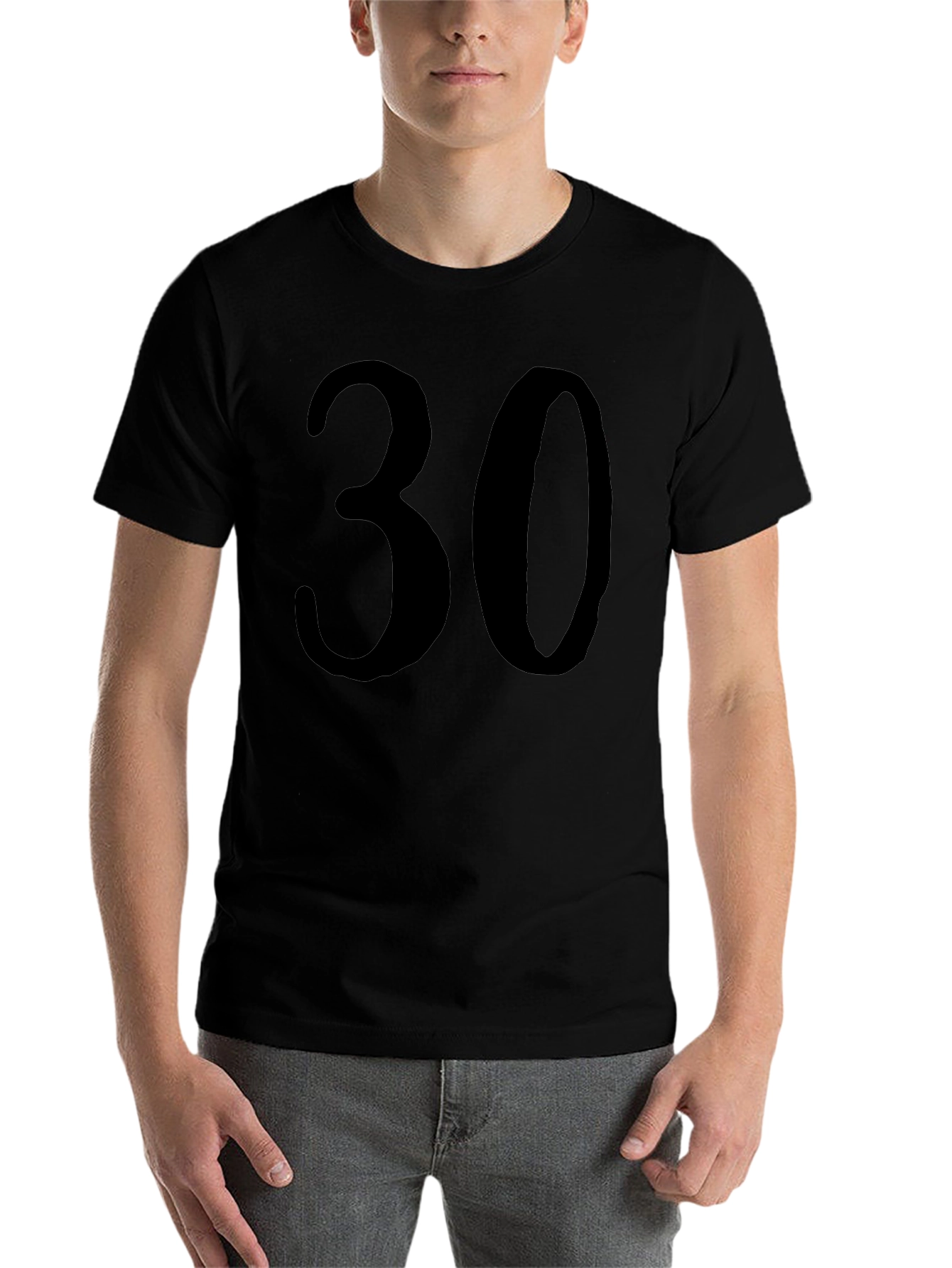 Men's Black 30 Graphic T-Shirt - 7