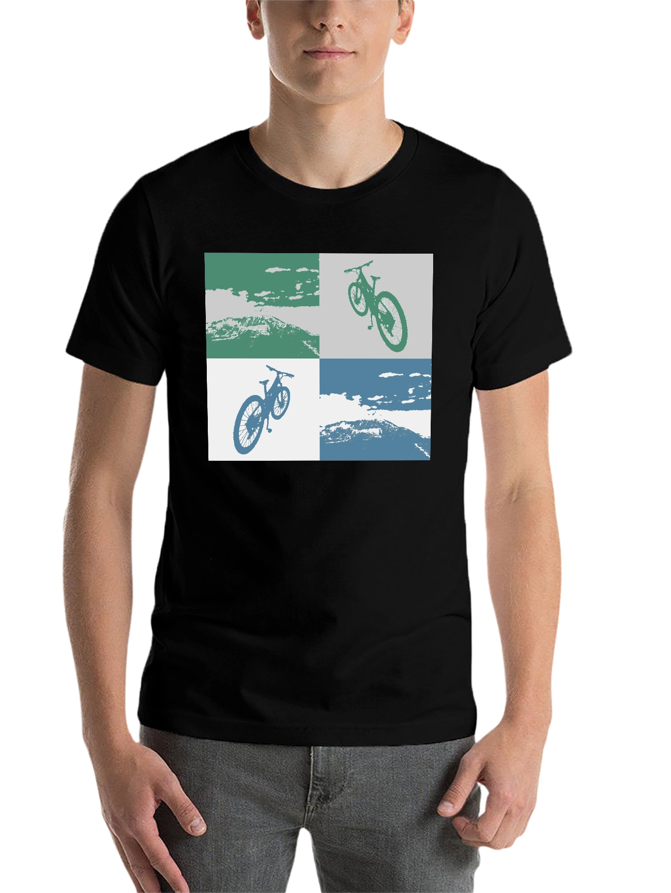 Black Mountain Bike Graphic Tee - Black Cotton T-Shirt view 7