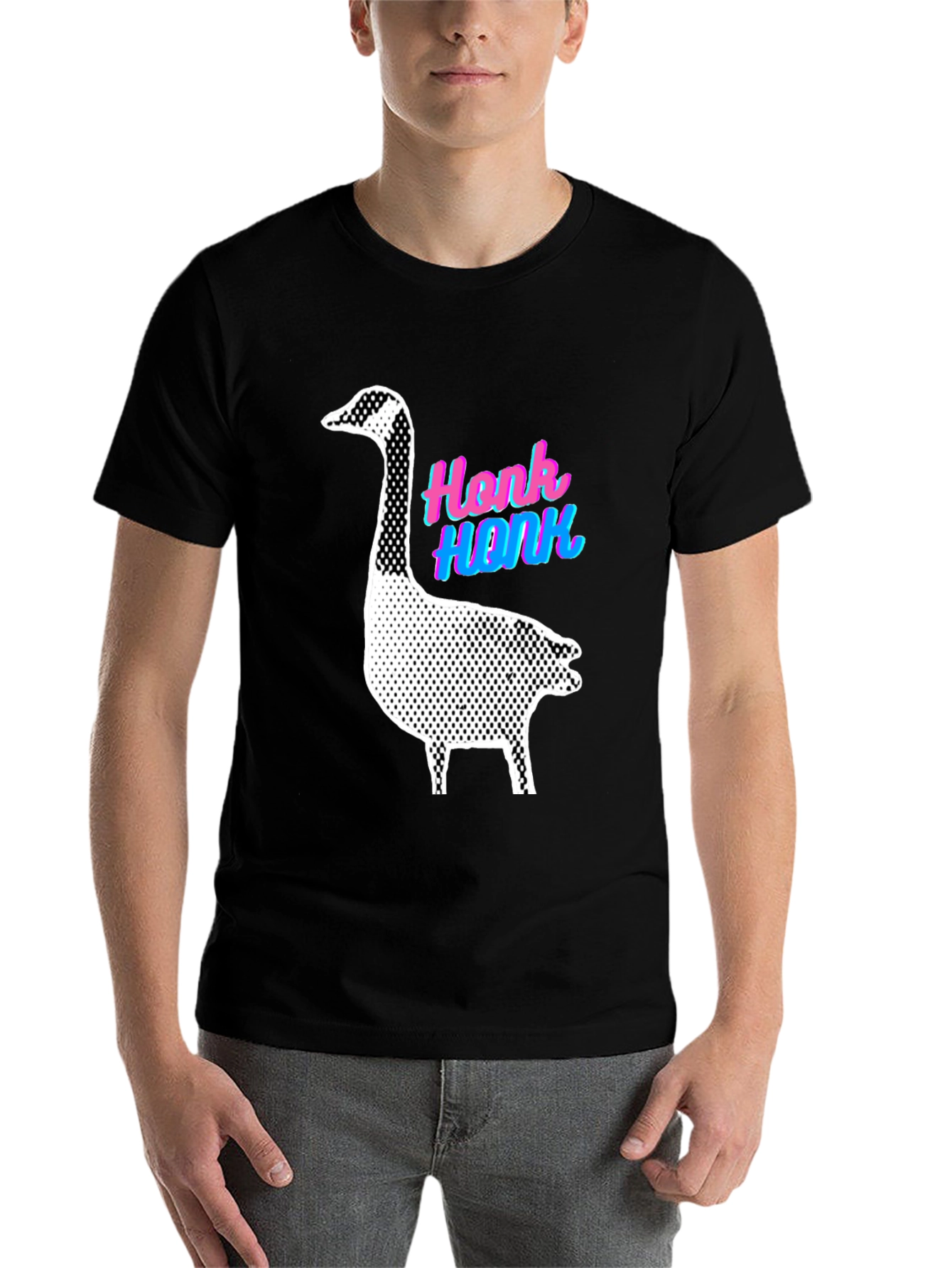 Black Honk Goose Black T-Shirt - Fun Animal Graphic Tee view 7