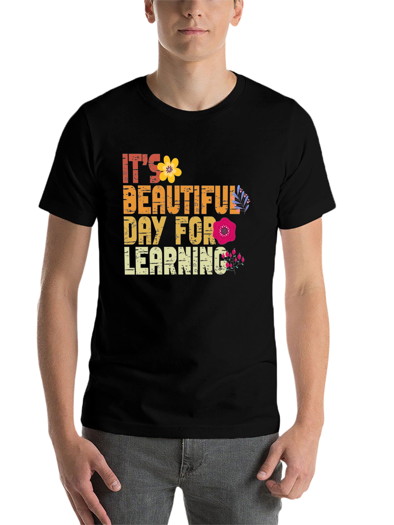 Black Beautiful Day for Learning T-Shirt view 7