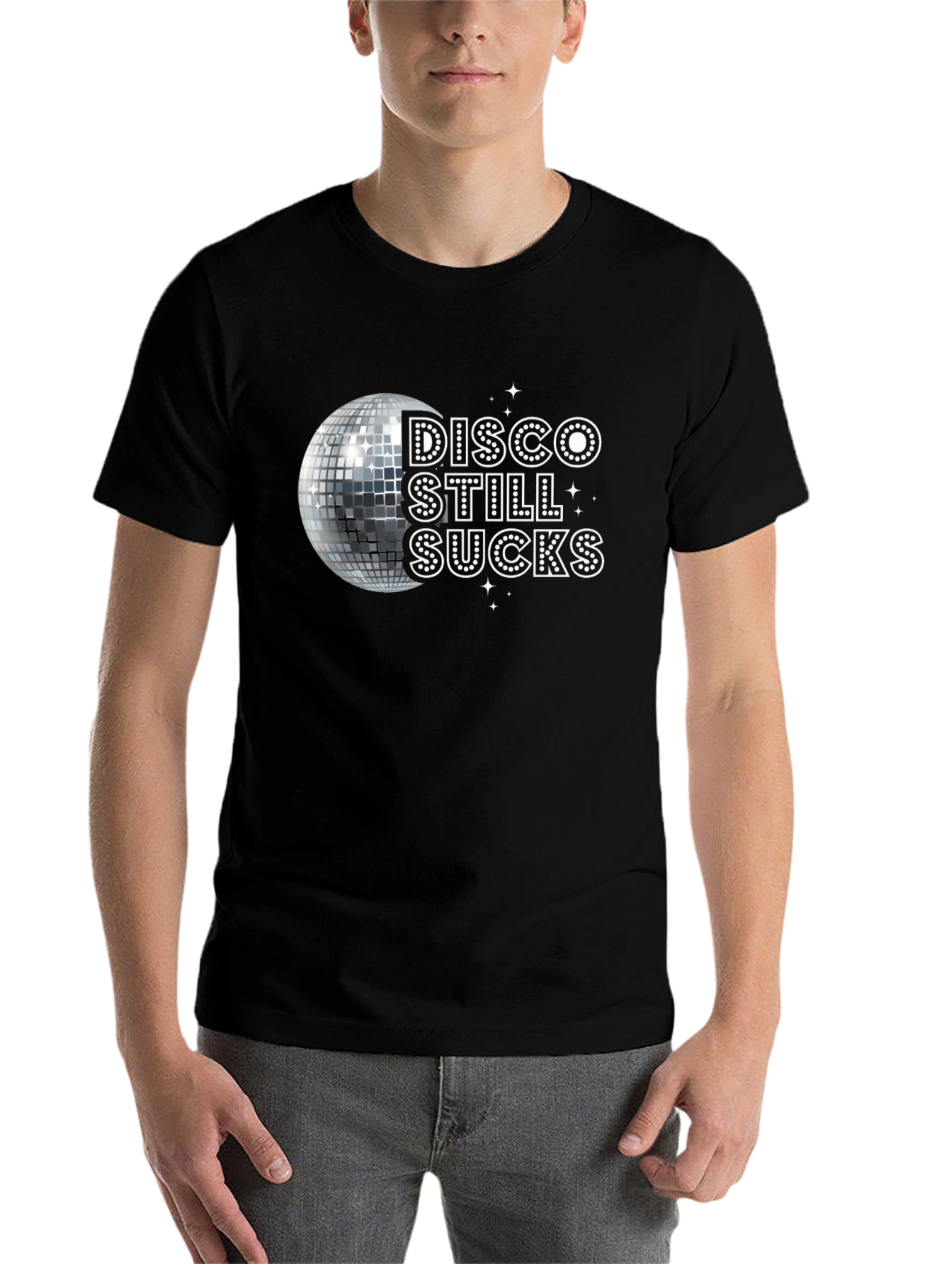 Black Disco Still Sucks Tee - Retro Party T-Shirt view 7