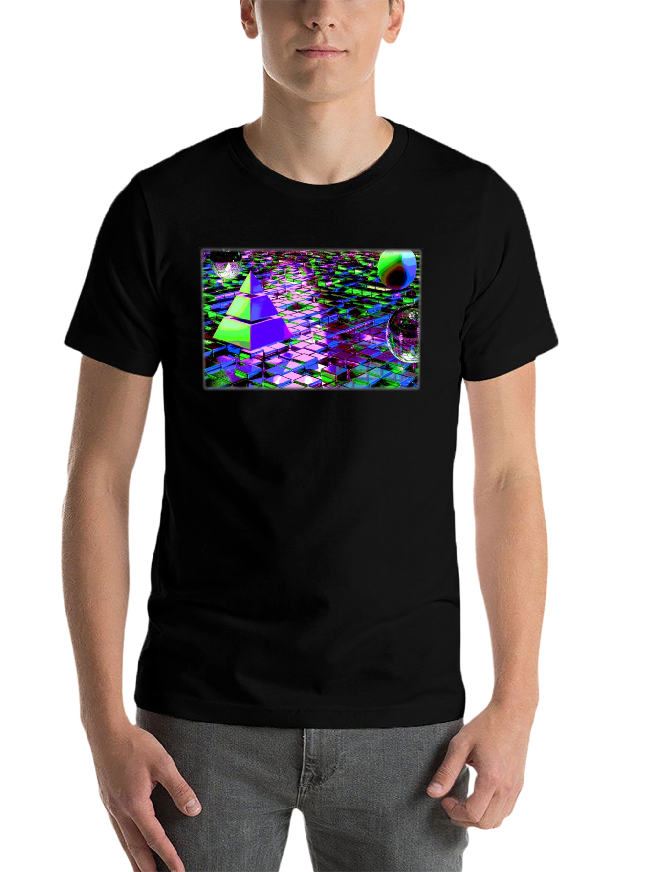 Cyber Pyramid T-Shirt: Glitch Art Tee - 7