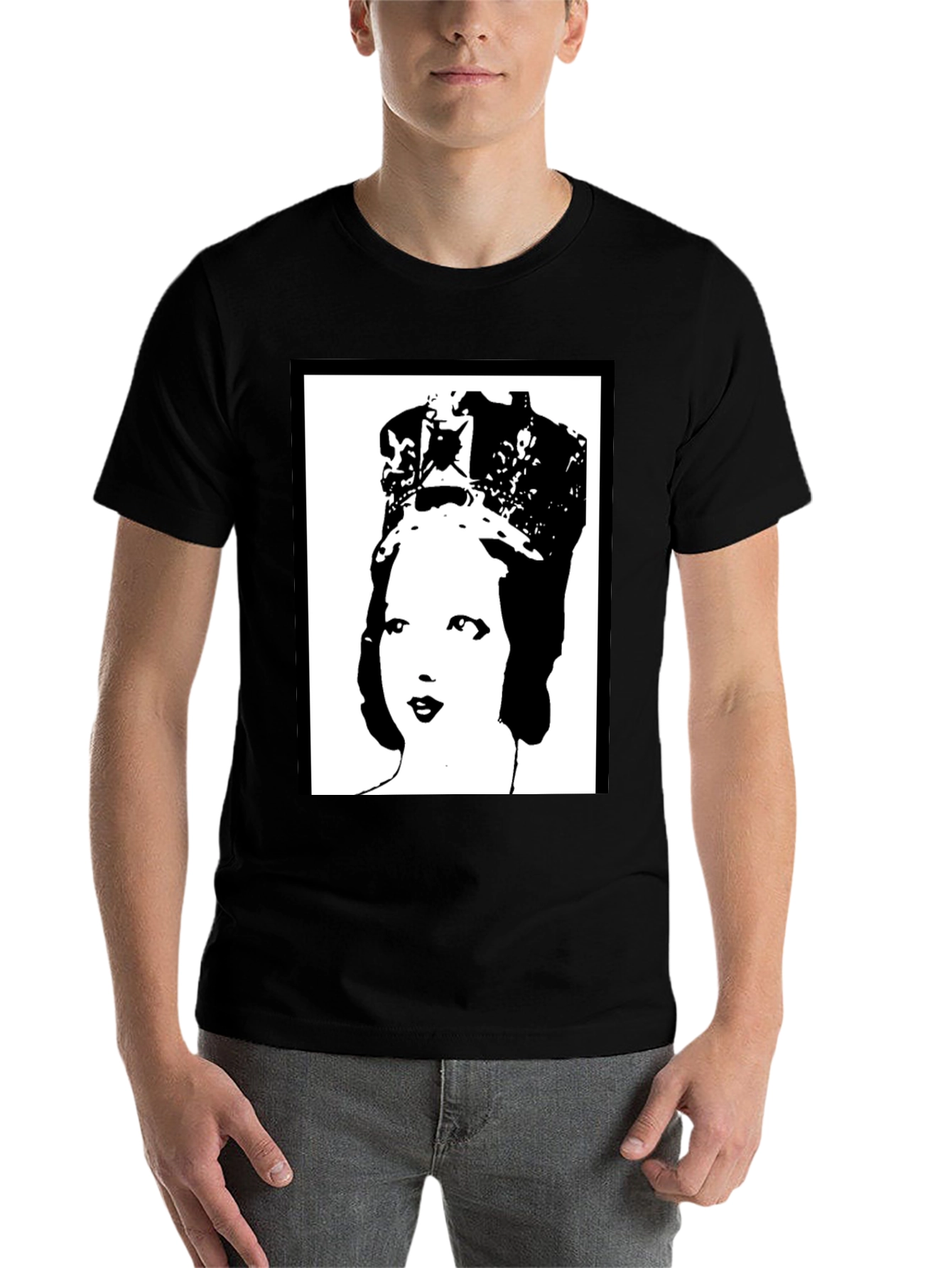 Black Queen Elizabeth Pop Art Black T-Shirt view 7