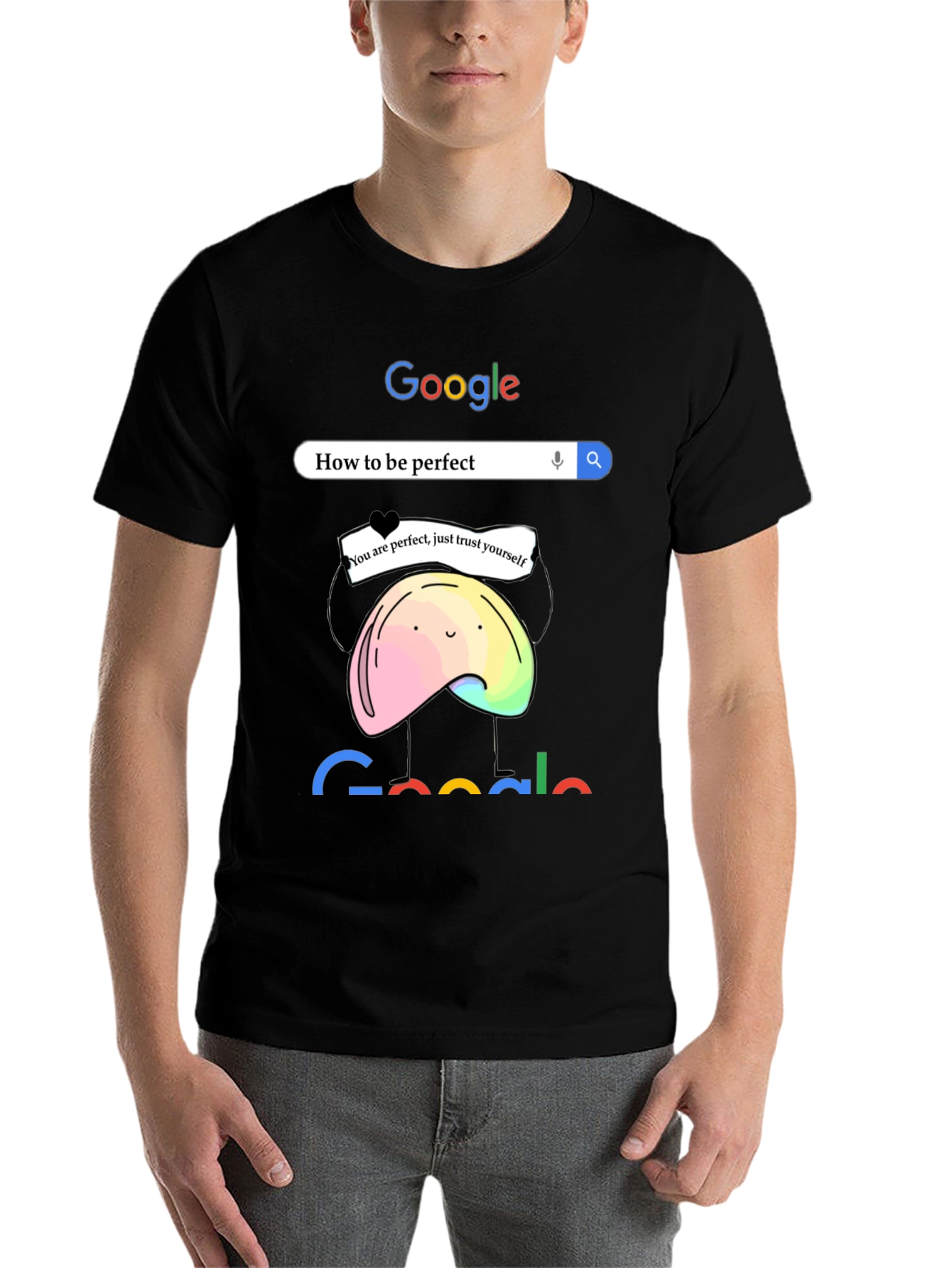 Black Funny "How to be Perfect" Google Search T-Shirt view 7