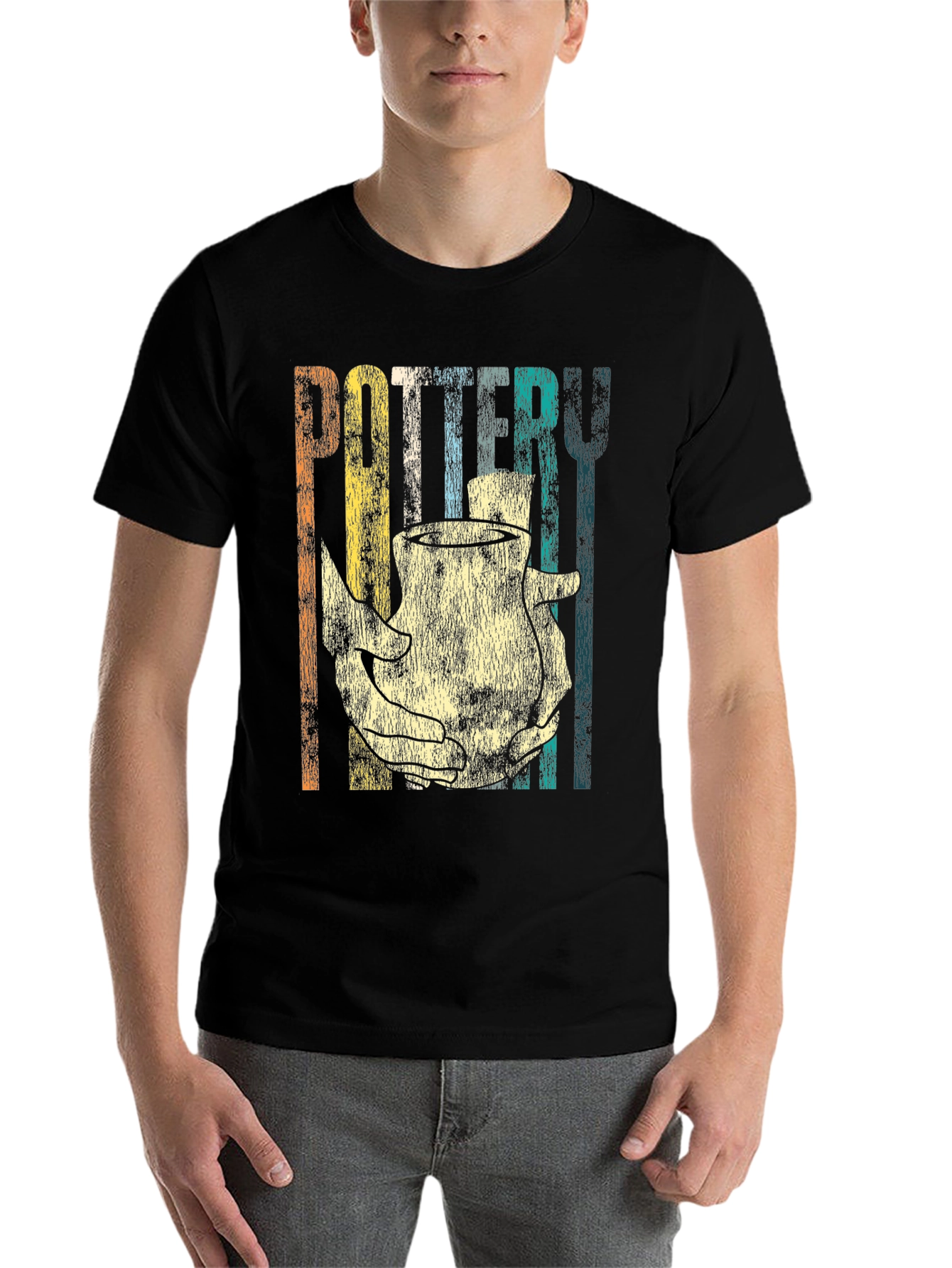 Black Retro Pottery T-Shirt for Craft Lovers view 7