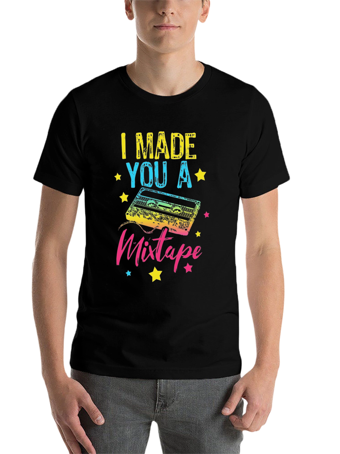 Black I Made You A Mixtape T-Shirt - Retro 80s Nostalgia view 7