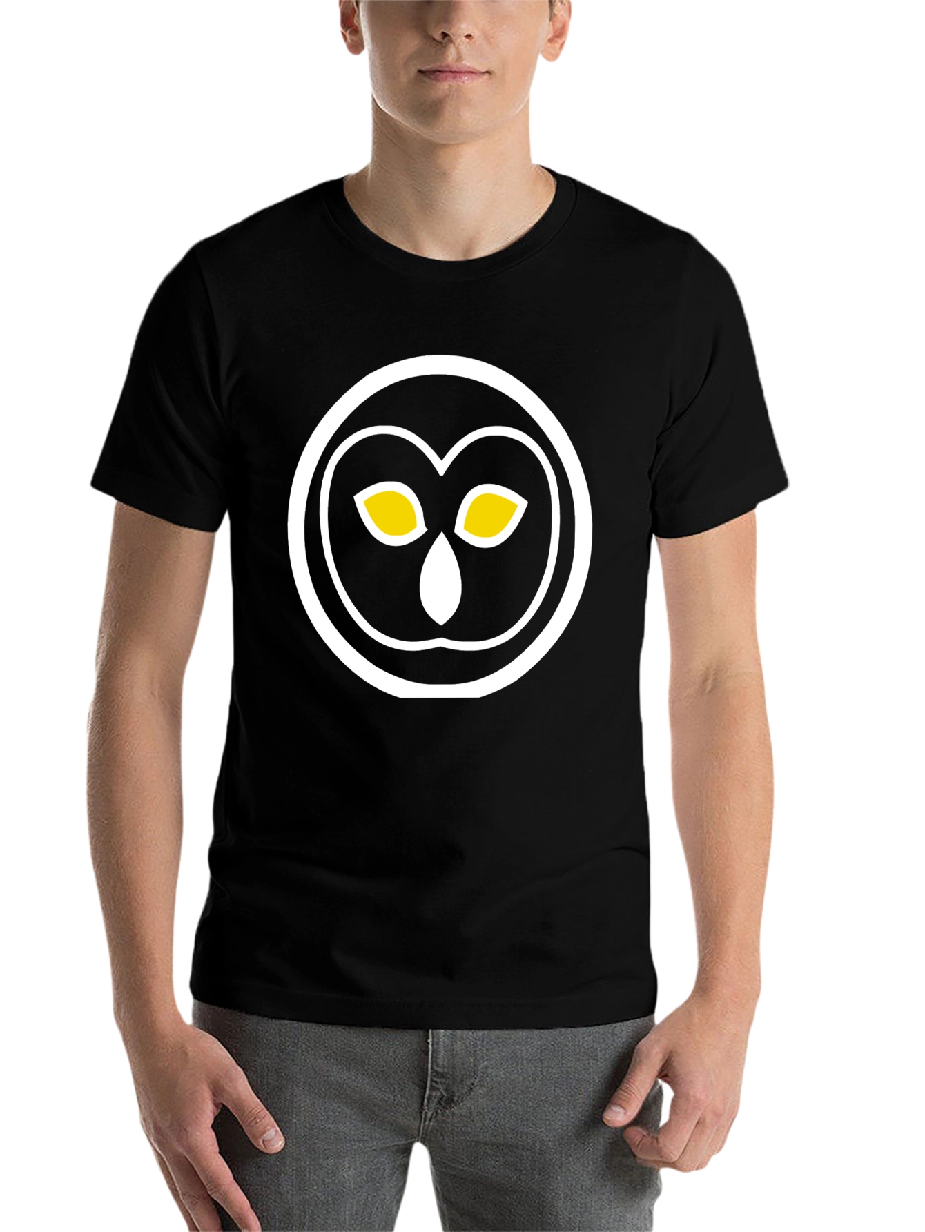 Black Owl Eyes Graphic Black T-Shirt - Soft Cotton Tee view 7