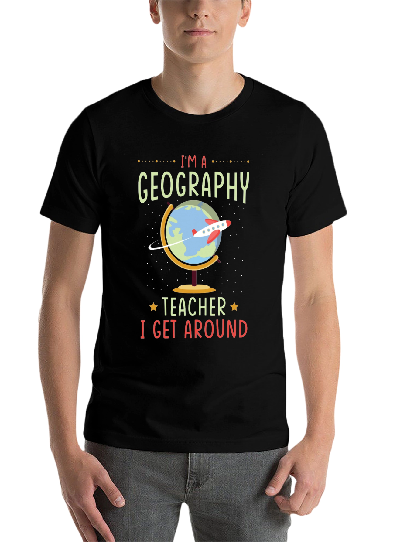 Black Geography Teacher T-Shirt - I Get Around view 7