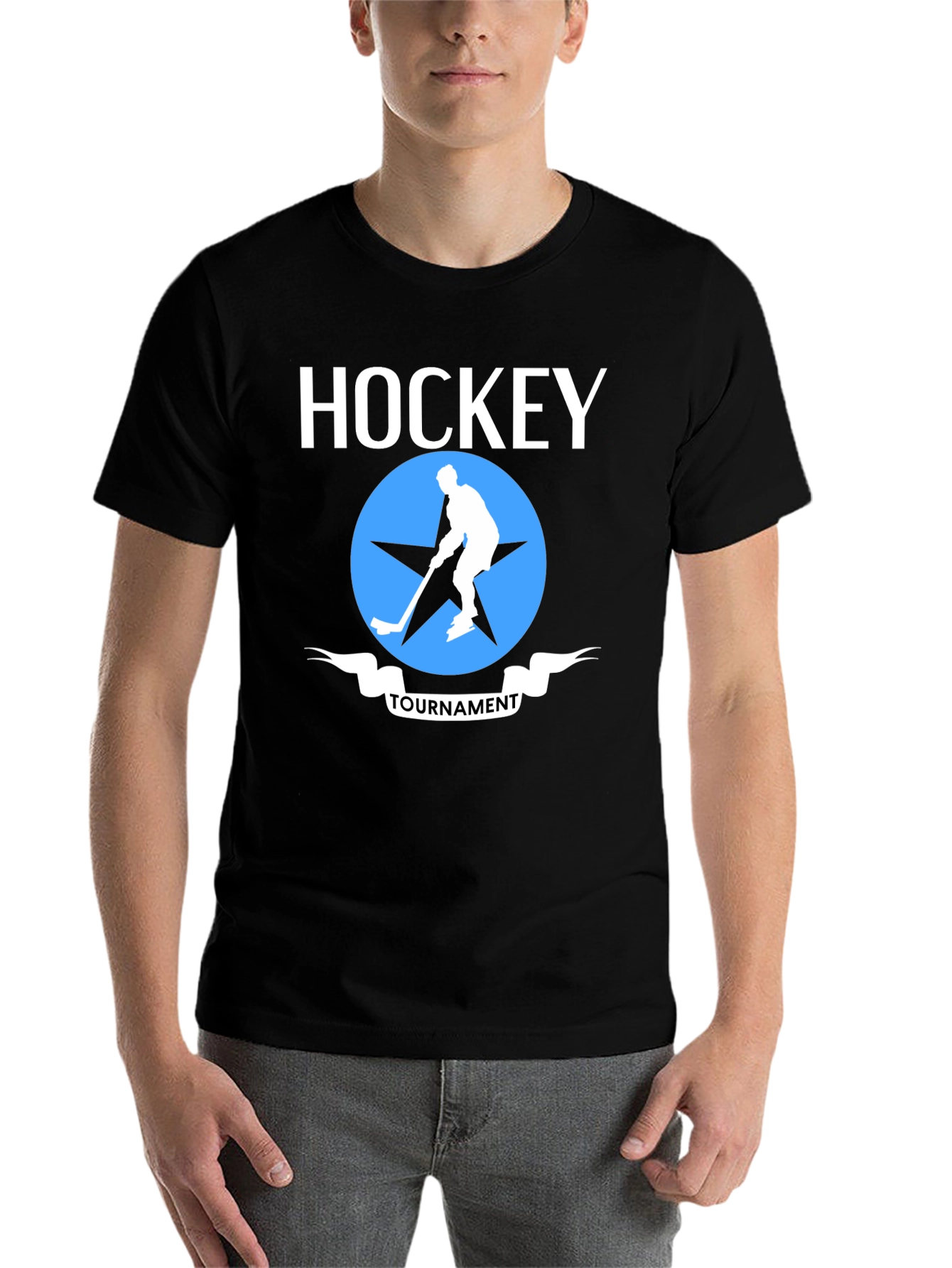 Black Hockey Tournament Graphic T-Shirt view 7