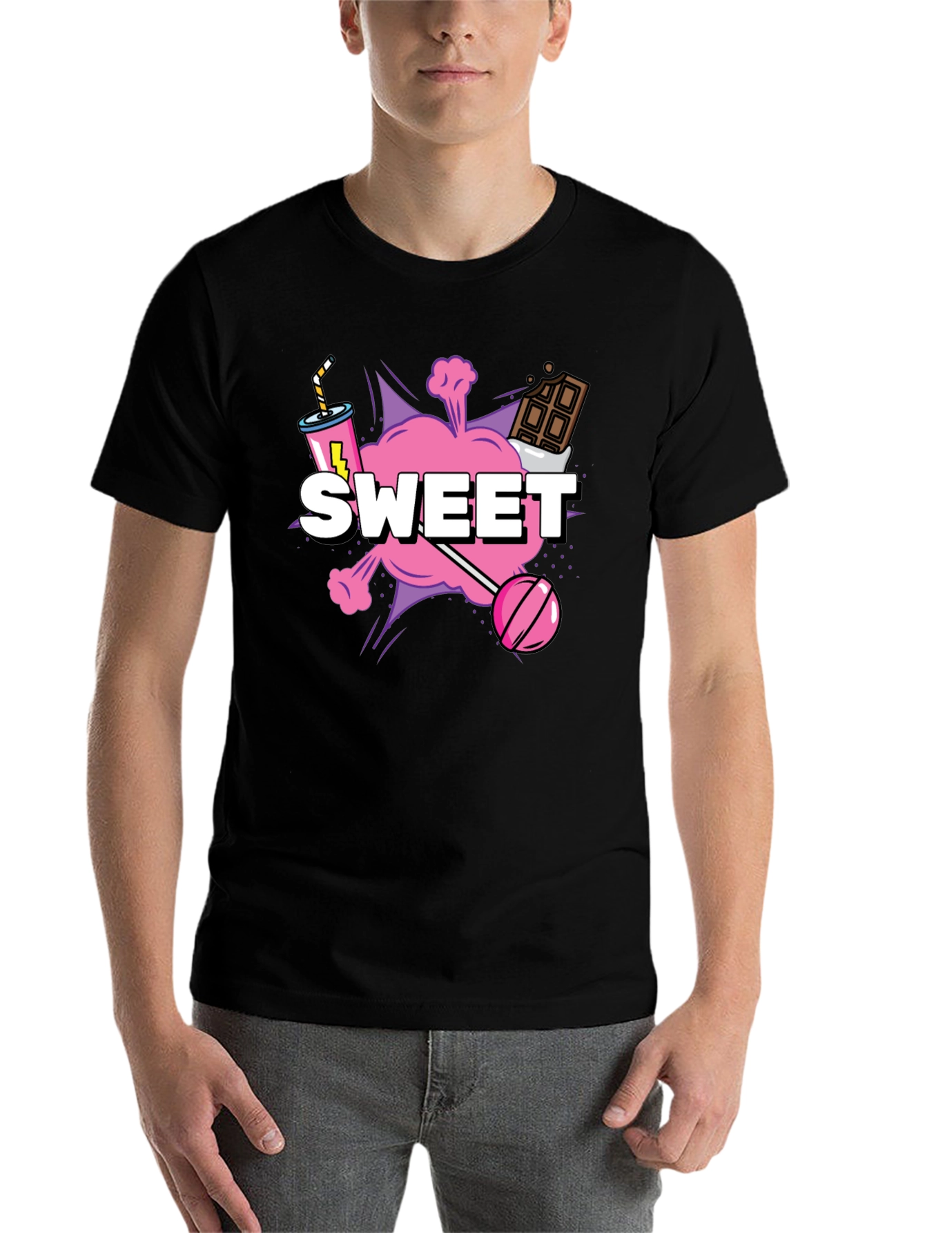 Black Sweet Treat Graphic Tee - Black Cotton T-Shirt view 7