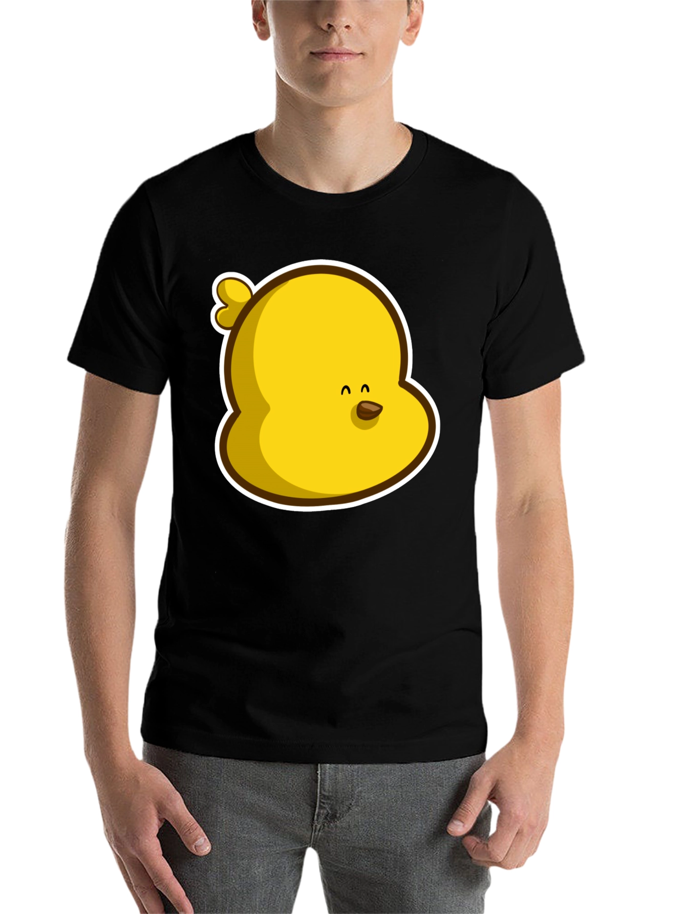 Black Cute Yellow Chick Graphic Print Black T-Shirt view 7