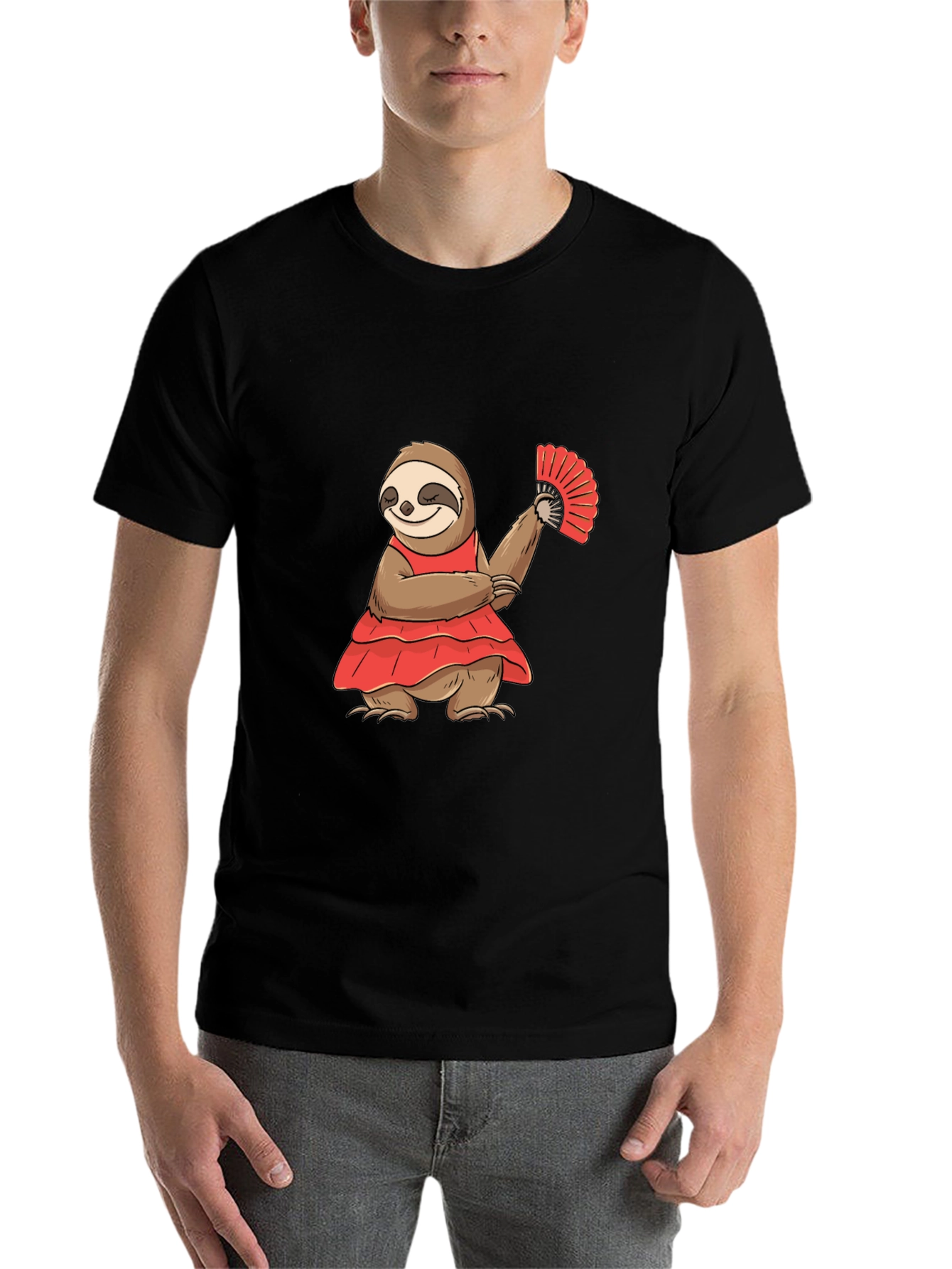 Black Sloth Flamenco Dancer Graphic T-Shirt view 7