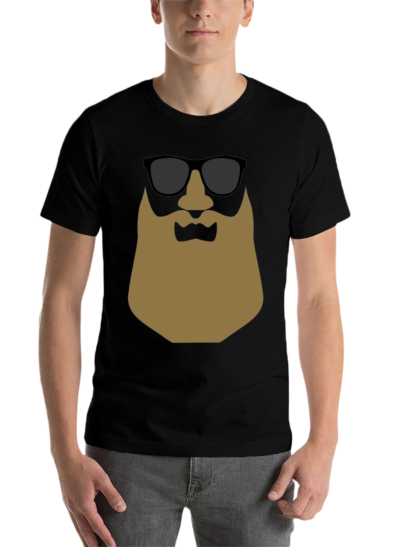 Black Cool Beard T-Shirt - Graphic Tee for Men view 7
