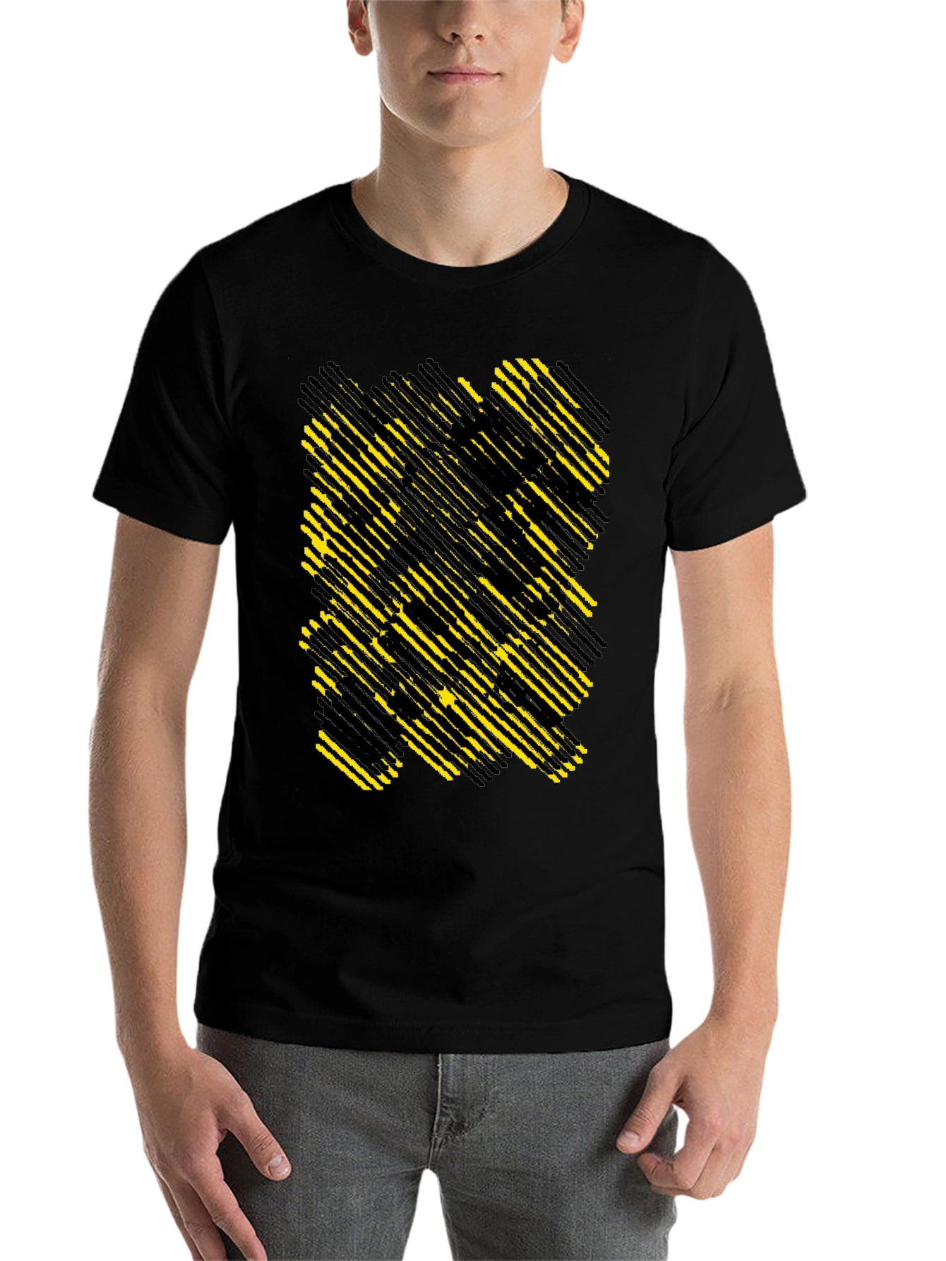 Black Abstract Geometric T-Shirt - Modern Graphic Tee view 7