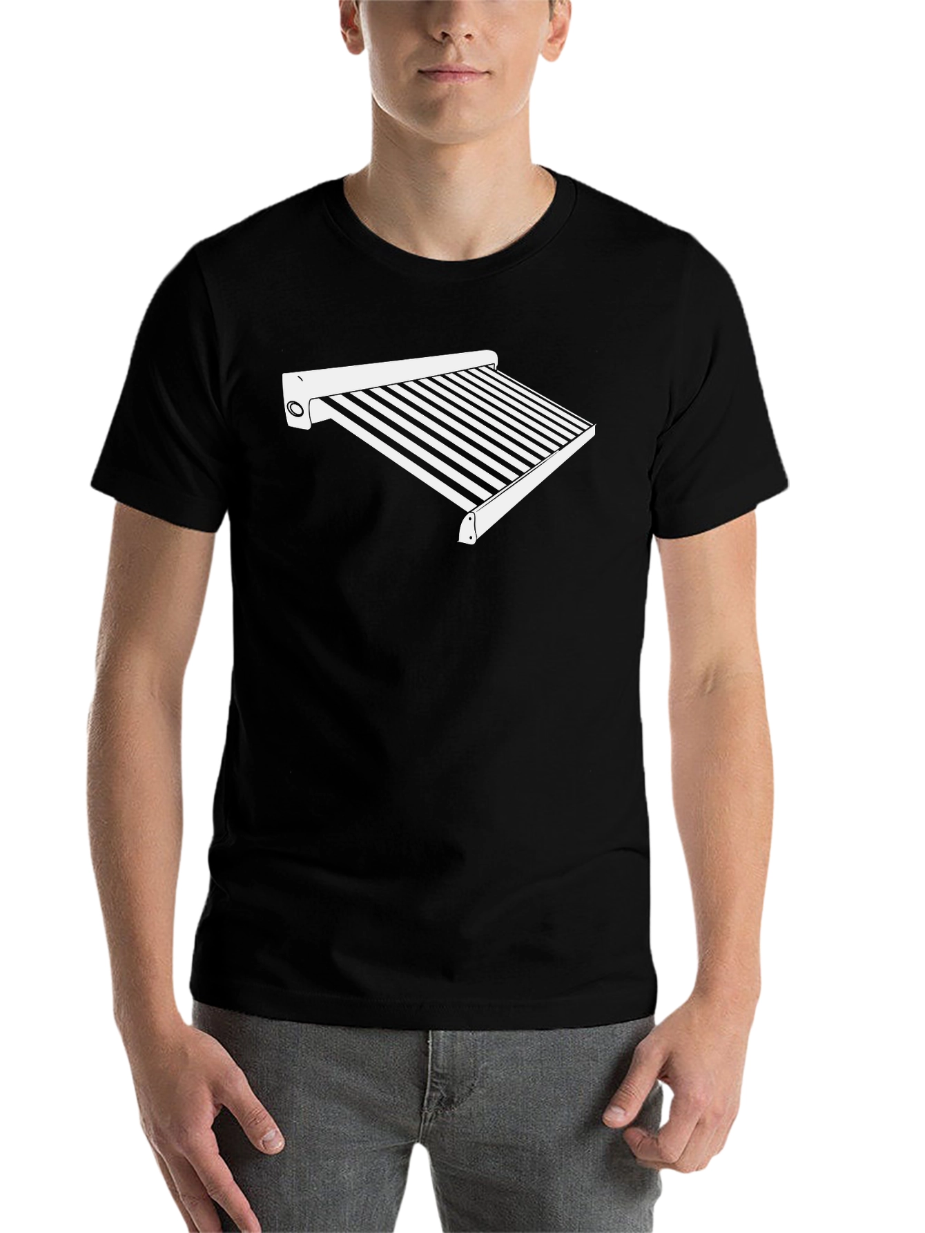Black Striped Awning Graphic Tee - Black view 7