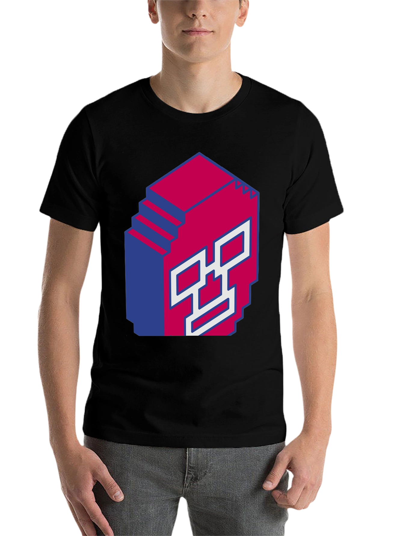 Black Pixel Art Skull Graphic T-Shirt view 7