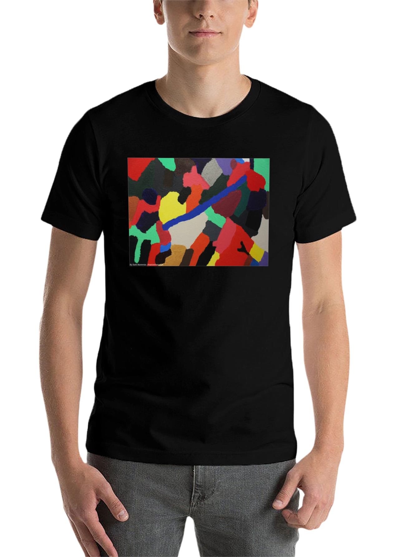 Black Abstract Art Print Black T-Shirt view 7