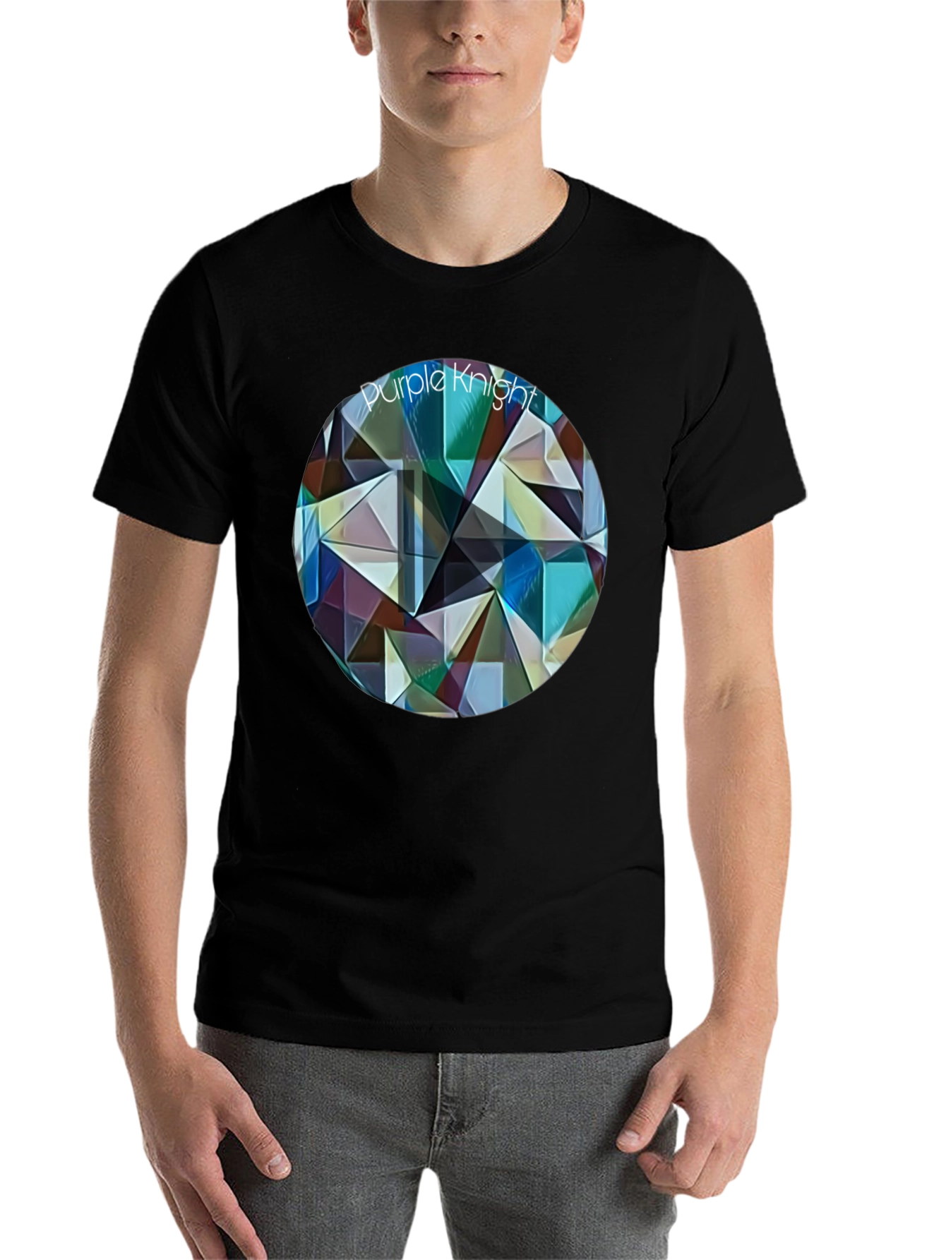 Black Purple Knight Geometric T-Shirt - Modern Artistic Design view 7