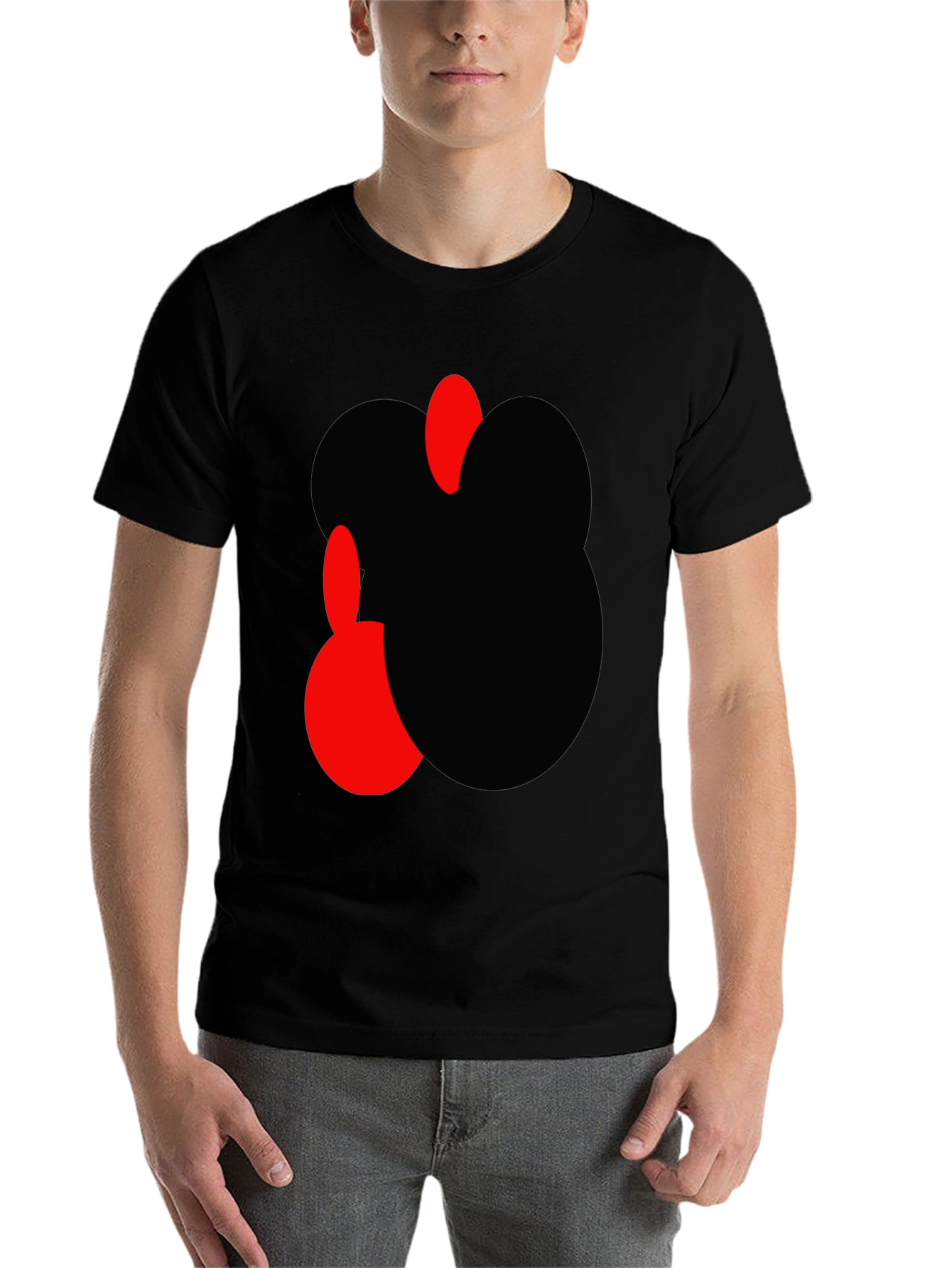 Black Abstract Graphic Men's Black T-Shirt view 7