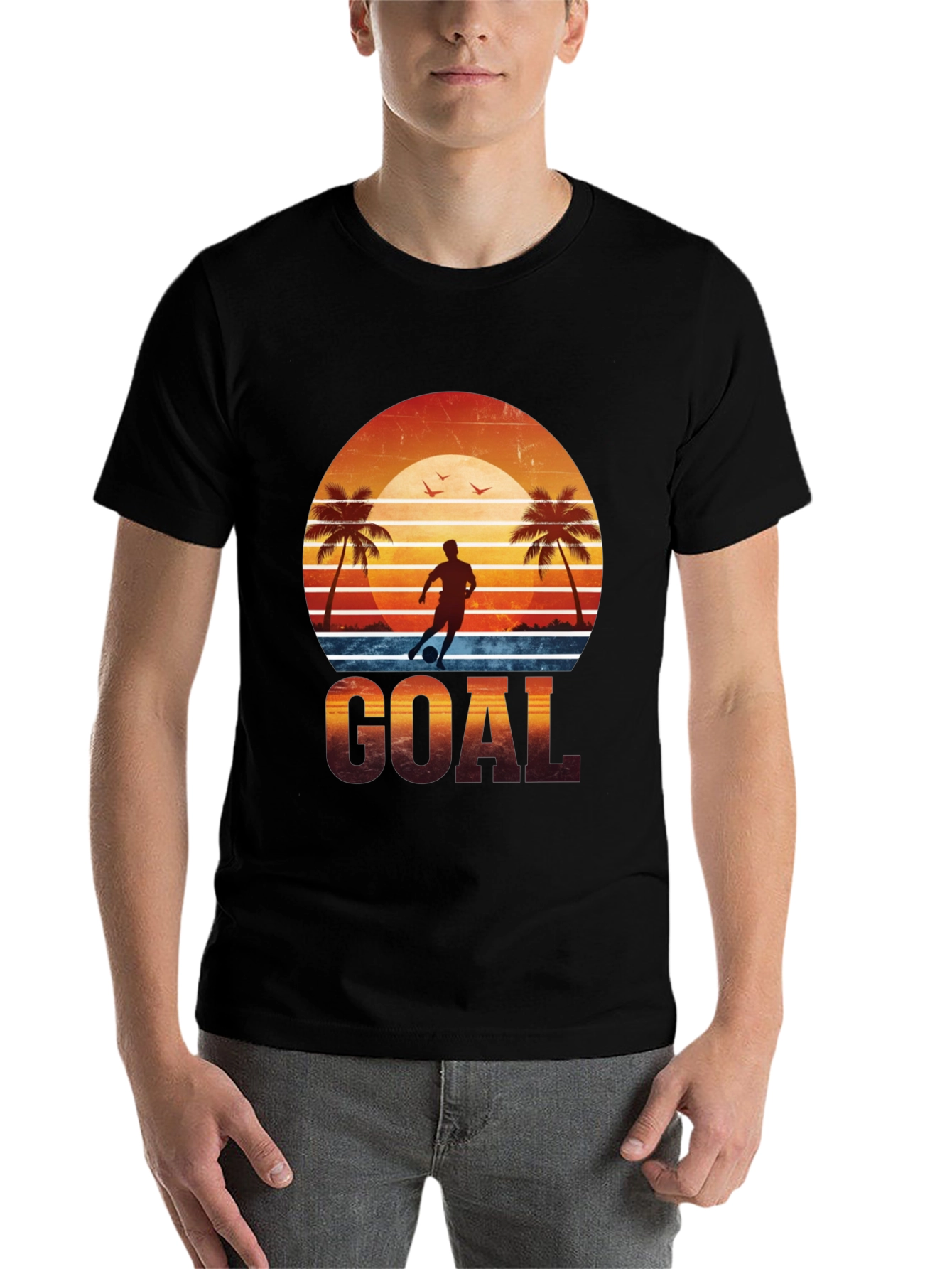 Black Goal Graphic Tee - Soccer Beach Design view 7