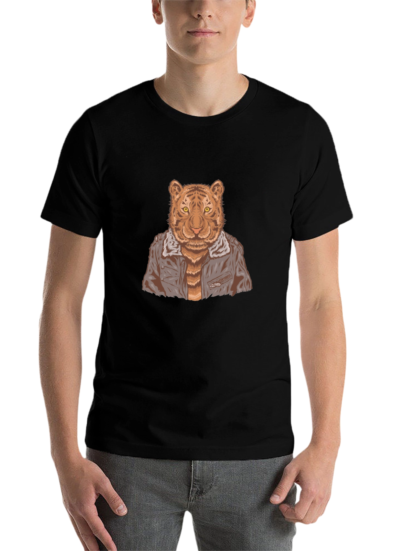 Black Tiger in Jacket Graphic Tee view 7