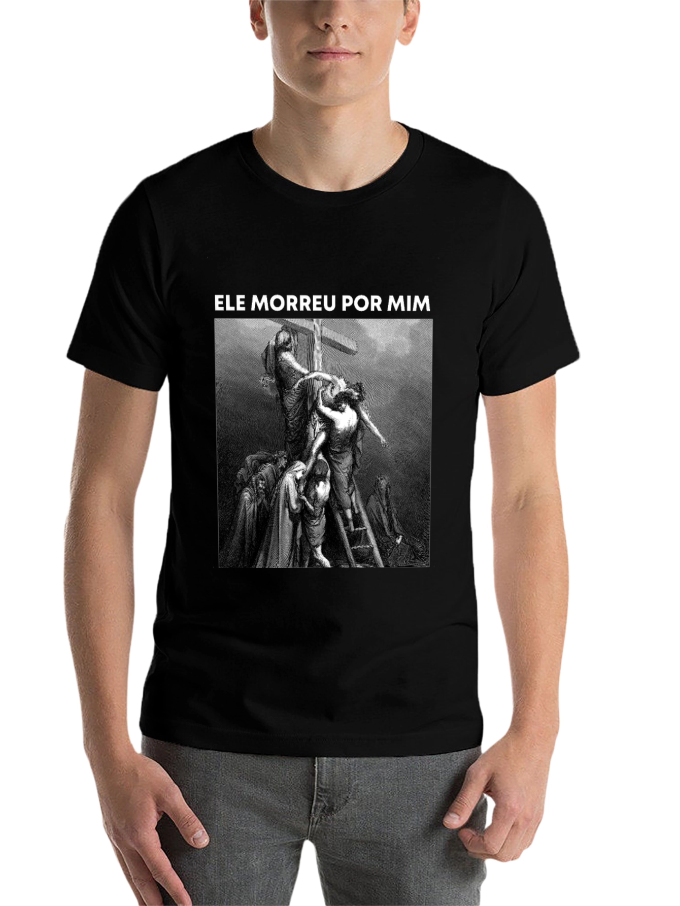 Black He Died For Me Graphic Tee - Black view 7