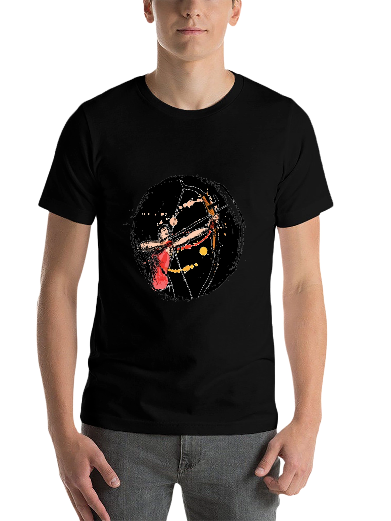 Black Archery T-Shirt: Black Cotton Archer Tee view 7