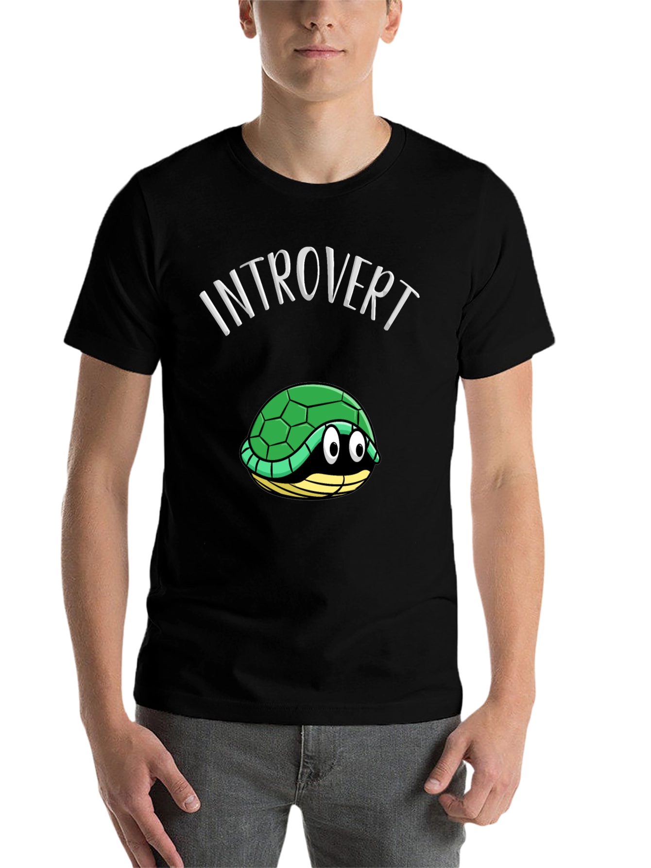 Black Introvert Turtle T-Shirt Funny Graphic Tee view 7