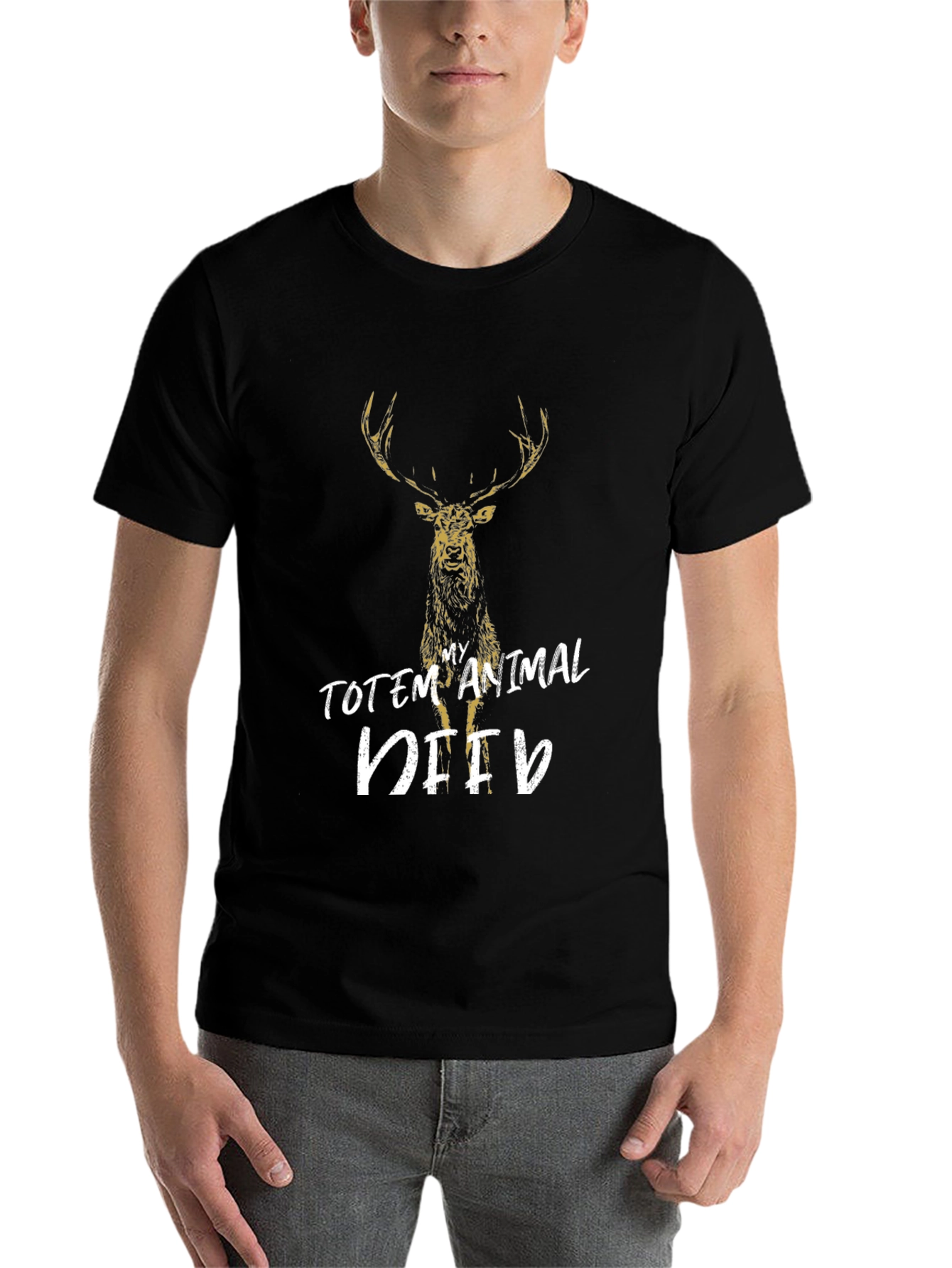 Black My Totem Animal Deer T-Shirt view 7