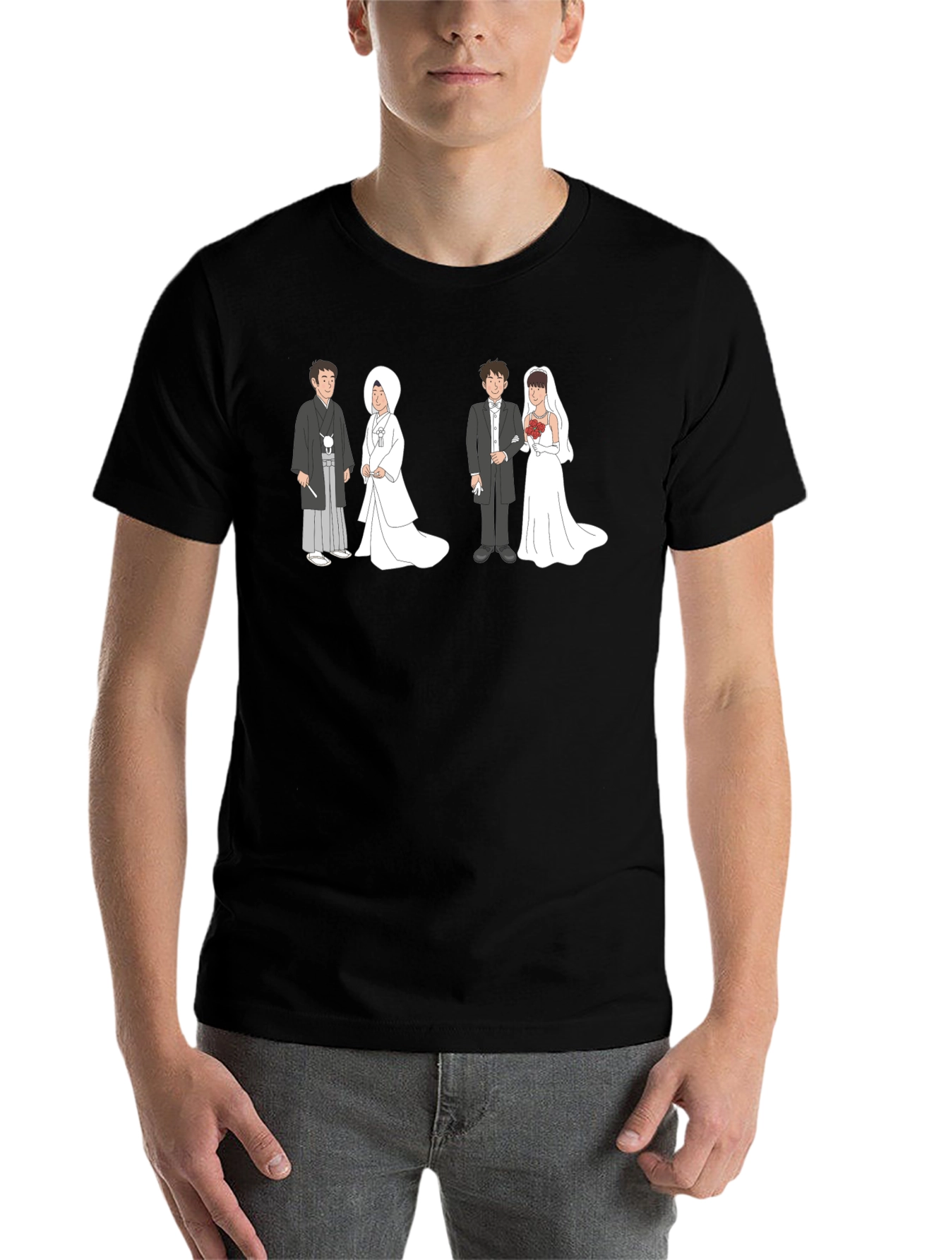 Black Wedding Couple Graphic Tee - Unique Design view 7