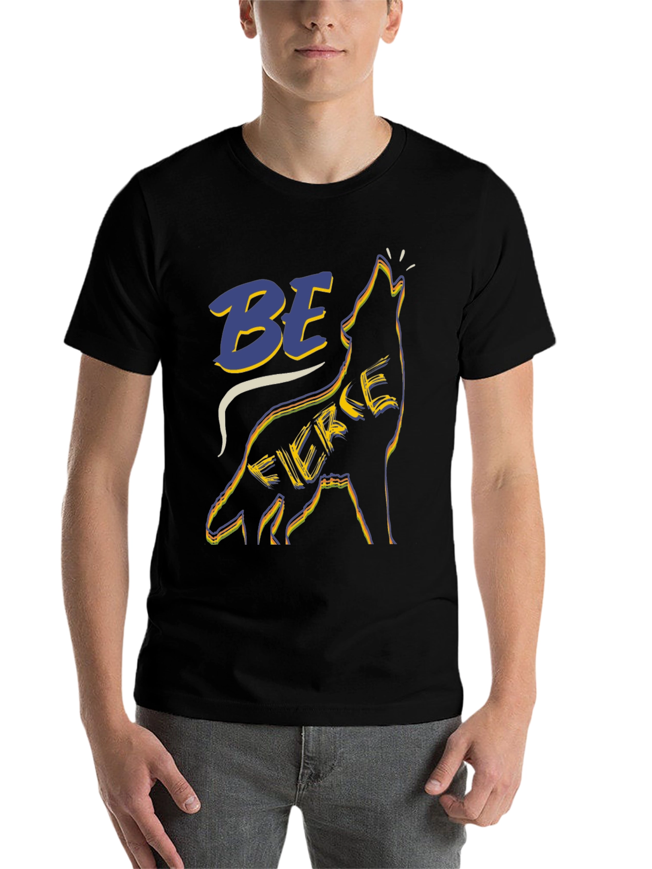 Black Be Fierce Wolf Graphic Tee - Black view 7