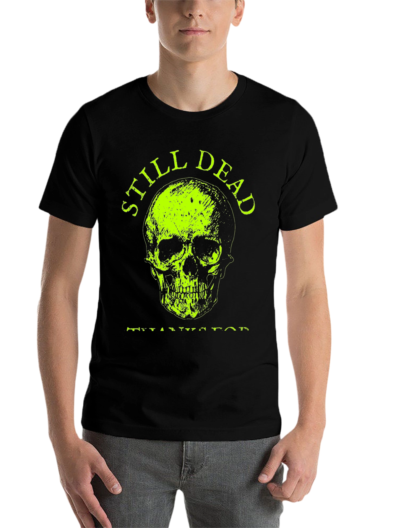 Black Still Dead Skull Graphic T-Shirt - Black view 7