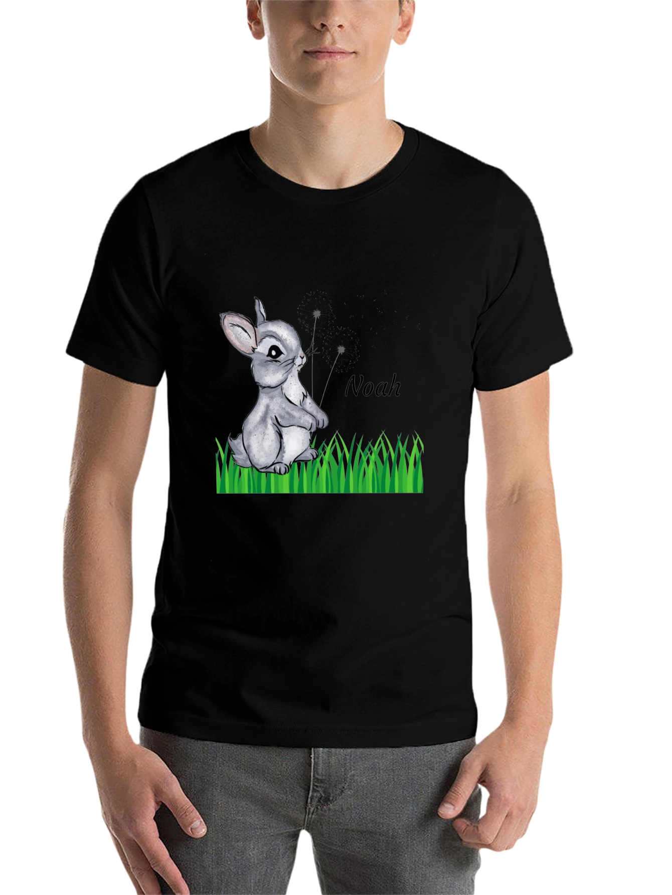 Black Cute Bunny Graphic Tee - "Noah" view 7